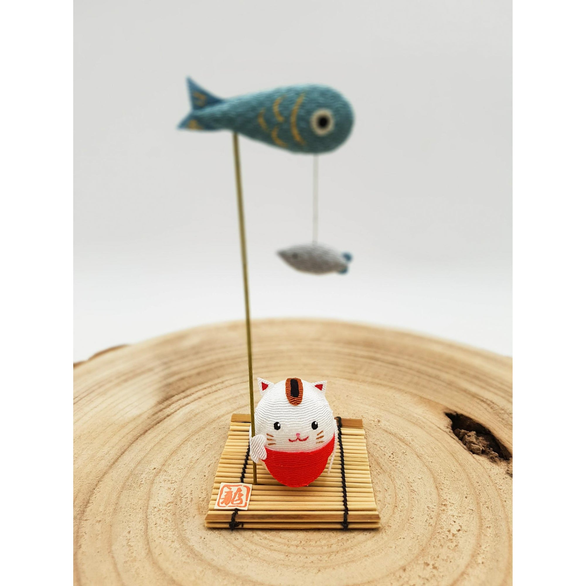 Figurine porte-bonheur Animaux en tissu japonais et bambou fait main