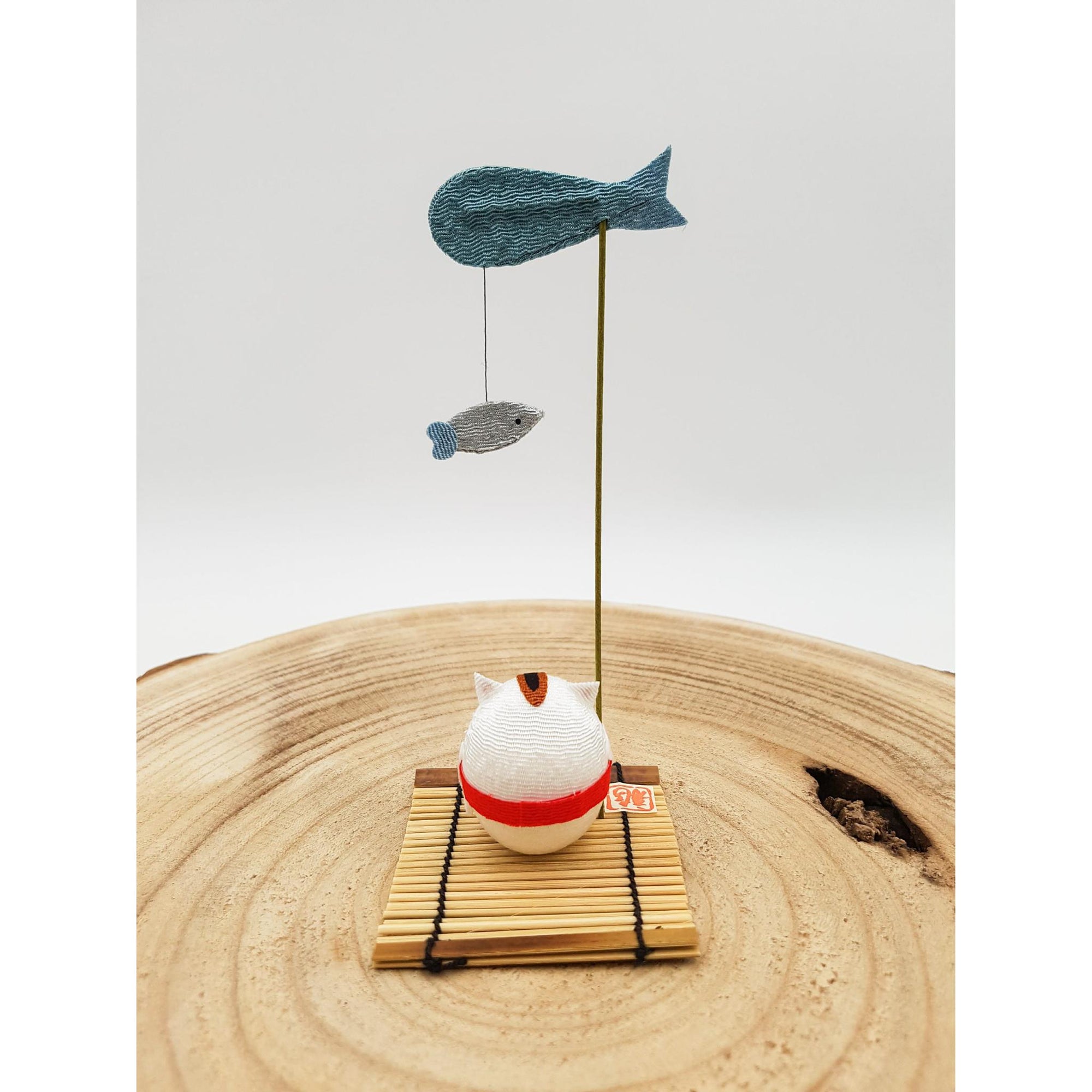 Figurine porte-bonheur Animaux en tissu japonais et bambou fait main