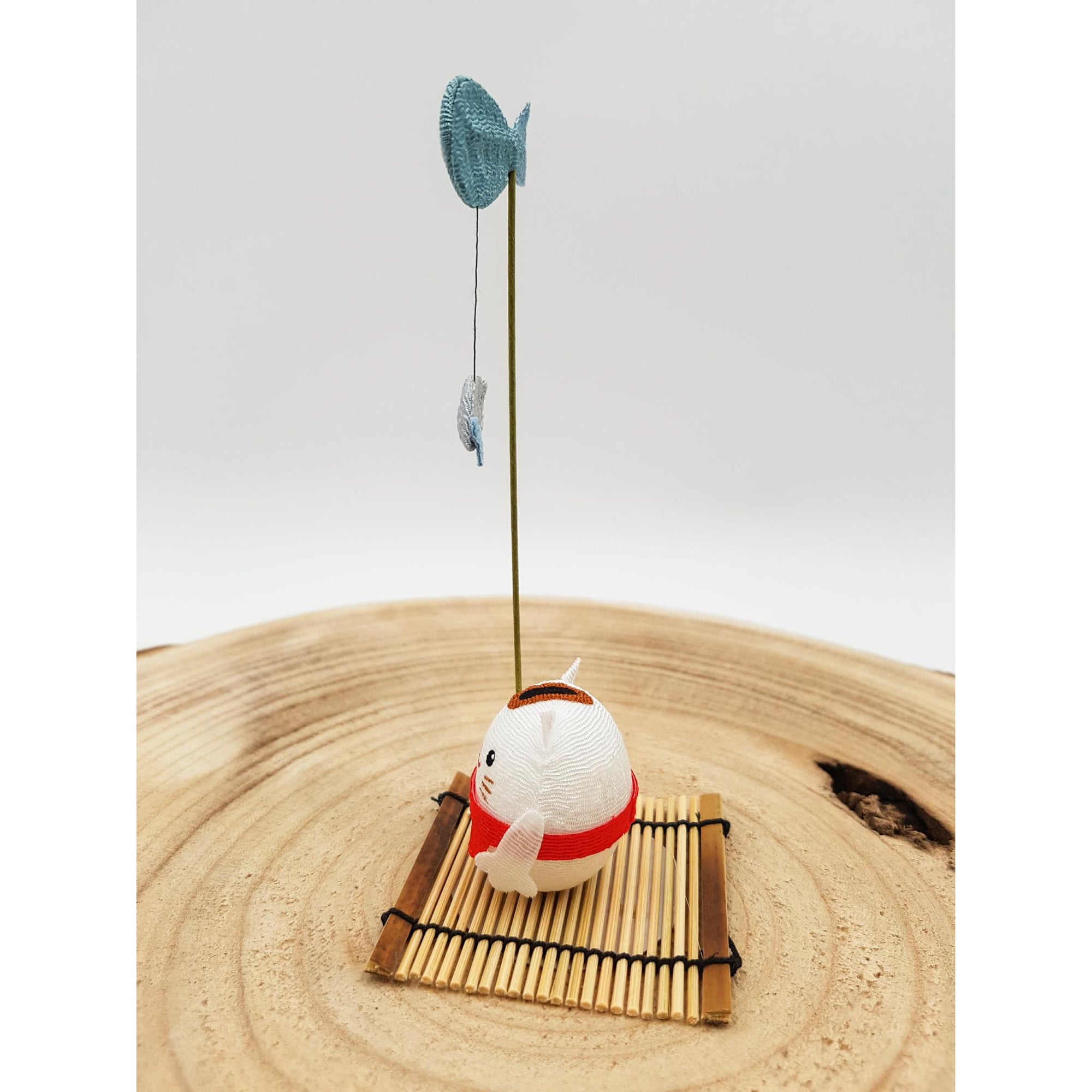 Figurine porte-bonheur Animaux en tissu japonais et bambou fait main