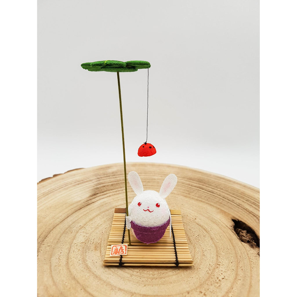 Figurine porte-bonheur Animaux en tissu japonais et bambou fait main