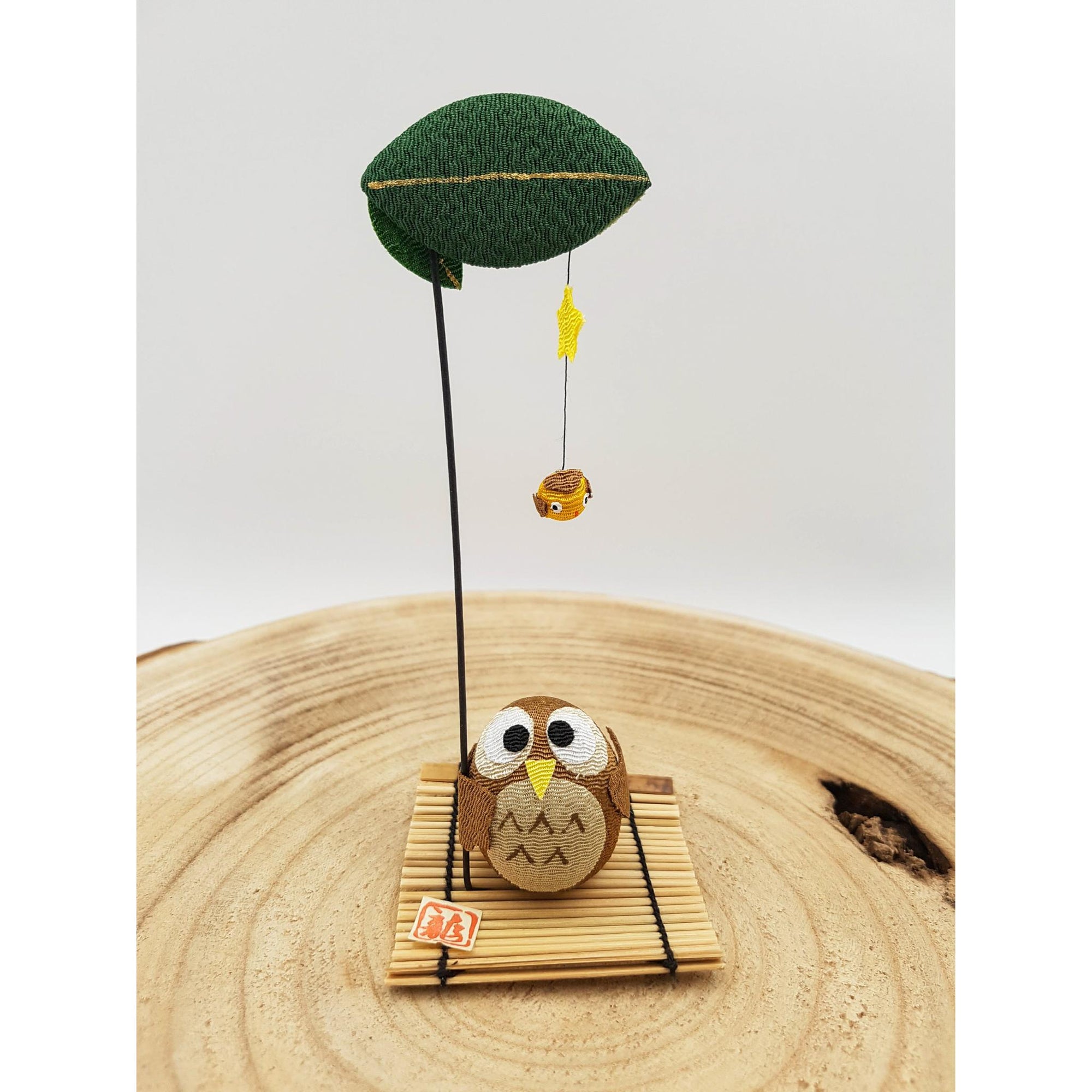 Figurine porte-bonheur Animaux en tissu japonais et bambou fait main