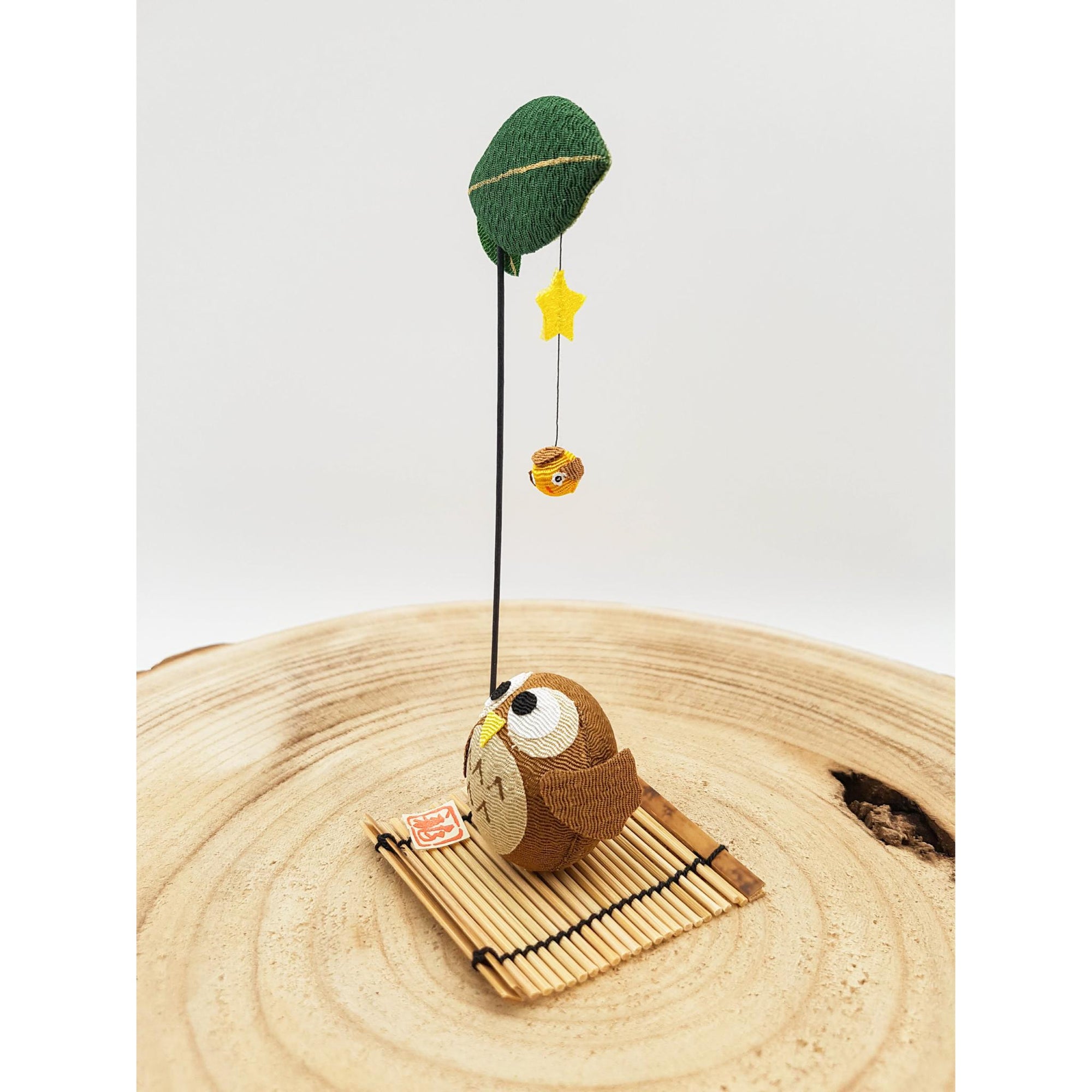 Figurine porte-bonheur Animaux en tissu japonais et bambou fait main