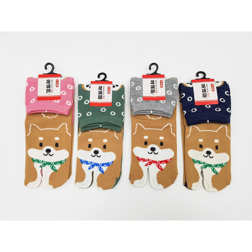 Chaussettes Japonaises Tabi - Motif otif Shiba Inu Kawaii - Taille Eu34-40 - par lot de 6 paires