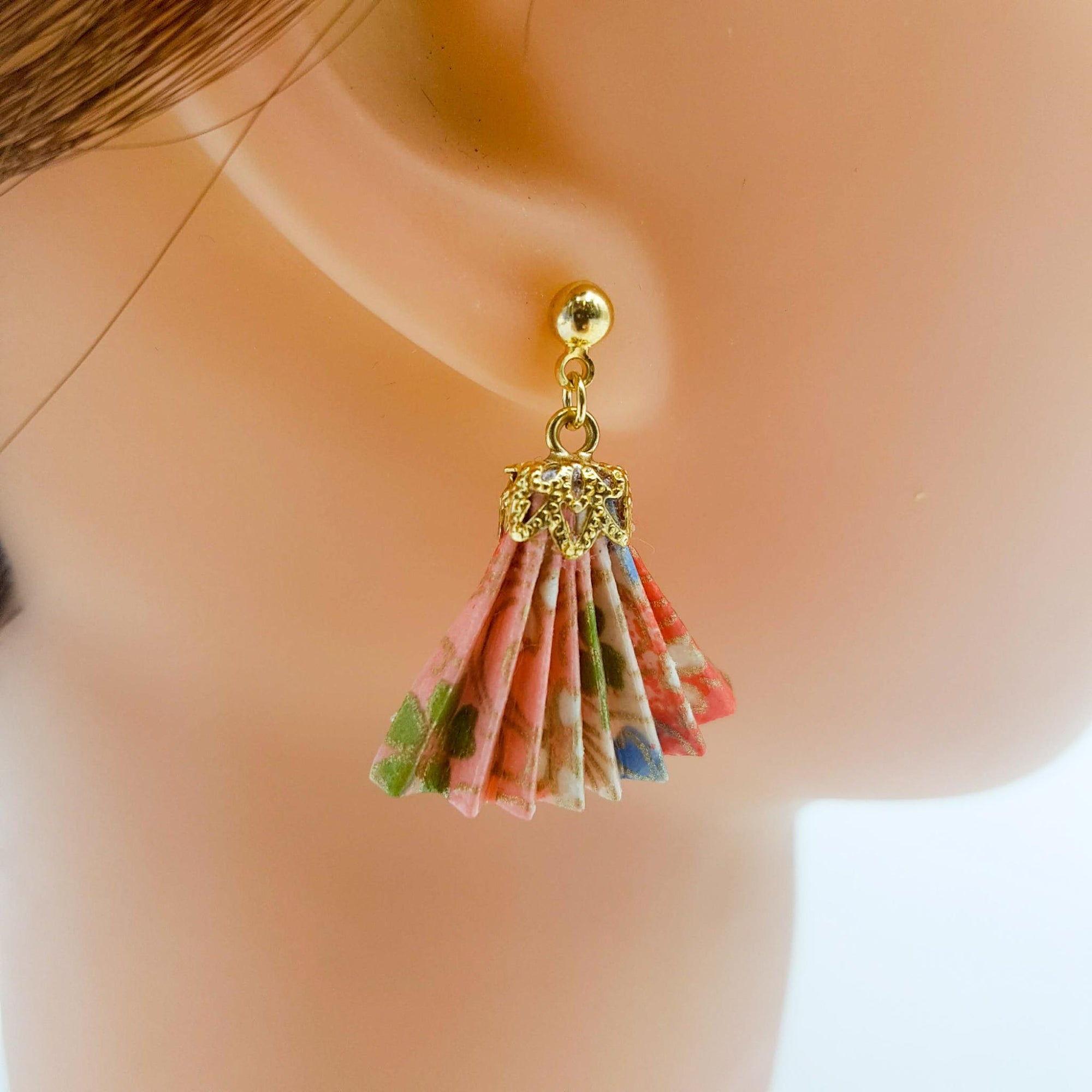 Boucle d'oreille japonaise Origami sensu (éventail)- Lot 5