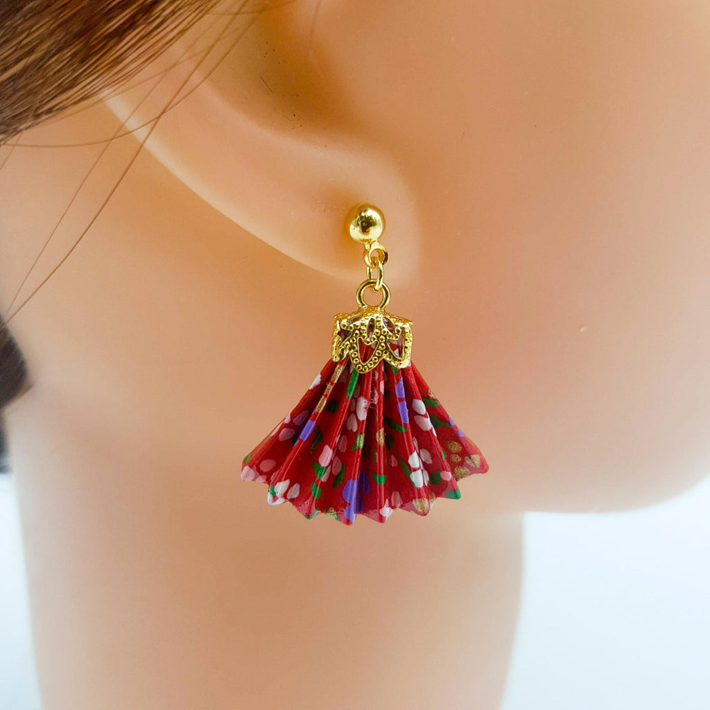 Boucle d'oreille japonaise Origami sensu (éventail)- Lot 5