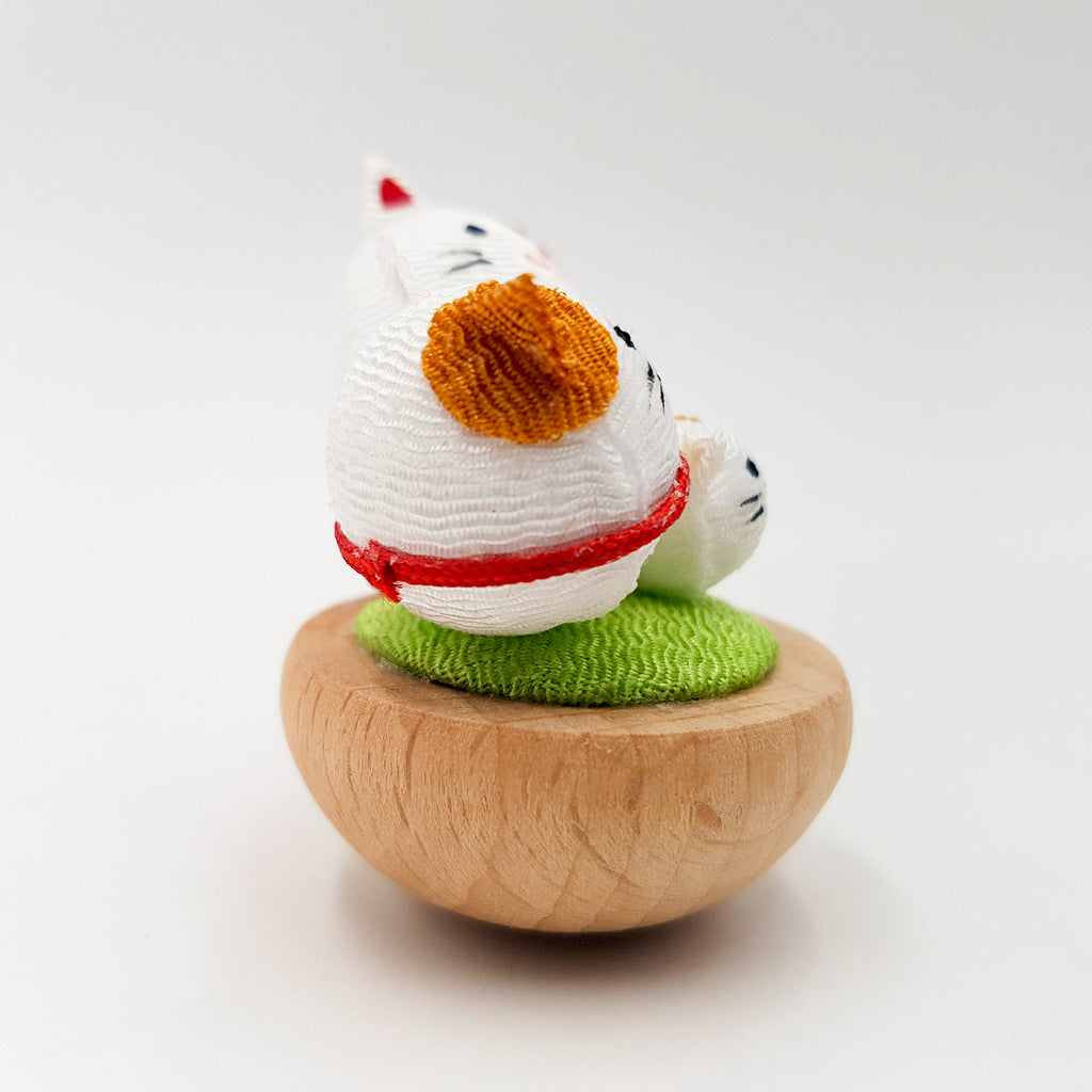 Japanese lucky charm figurine Family Animals in chirimen fabric and wood handmade in Japan