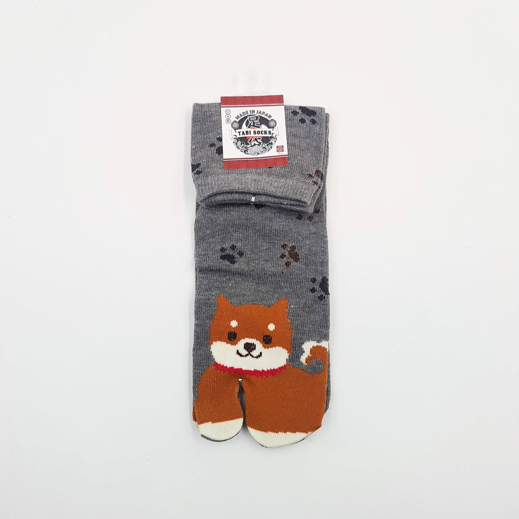 Chaussettes Japonaises Tabi - Motif Shiba Inu avec Empreinte de pas - Taille Eu34-40 - par lot de 6 paires