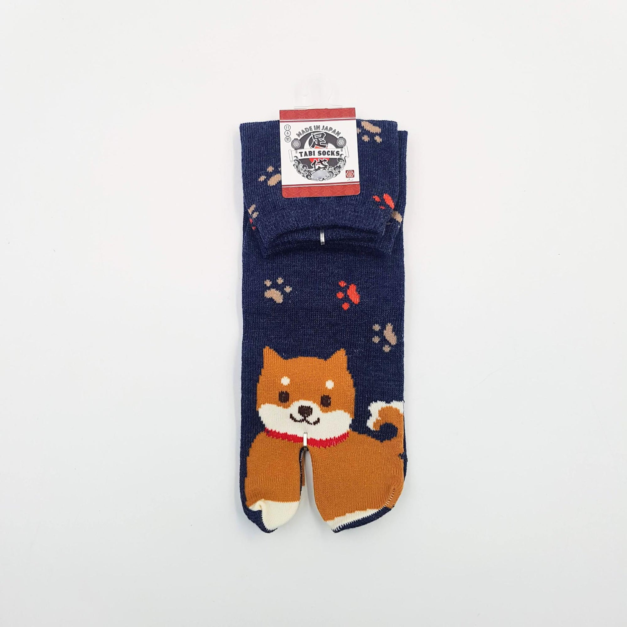 Chaussettes Japonaises Tabi - Motif Shiba Inu avec Empreinte de pas - Taille Eu34-40 - par lot de 6 paires