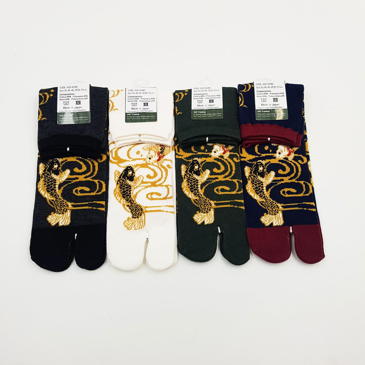 Japanese Cotton Tabi Socks - Koi Size Large