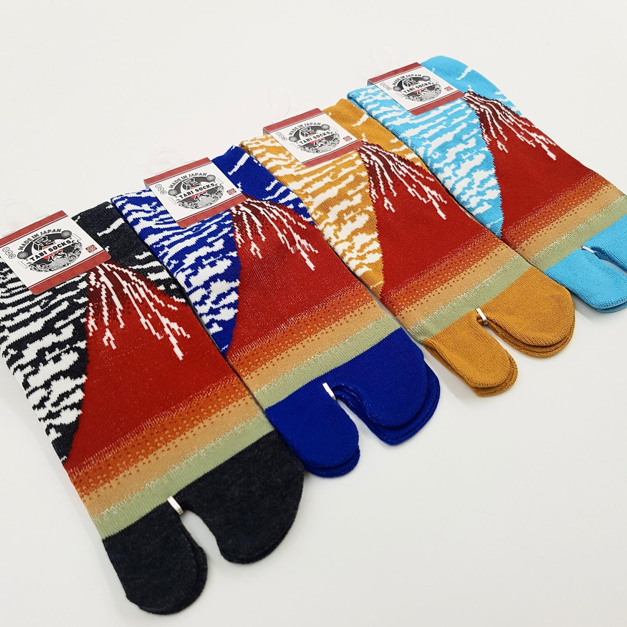 Chaussettes Japonaises Tabi - Motif Mont Fuji Taille Eu34-40 - par lot de 6 paires