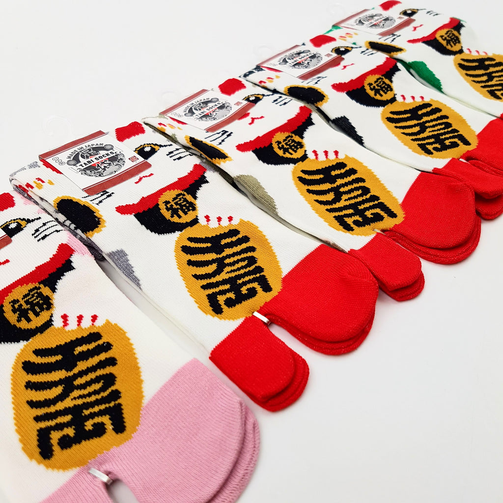 Chaussettes Japonaises Tabi - Motif Manekineko Taille Eu34-40 - par lot de 6 paires