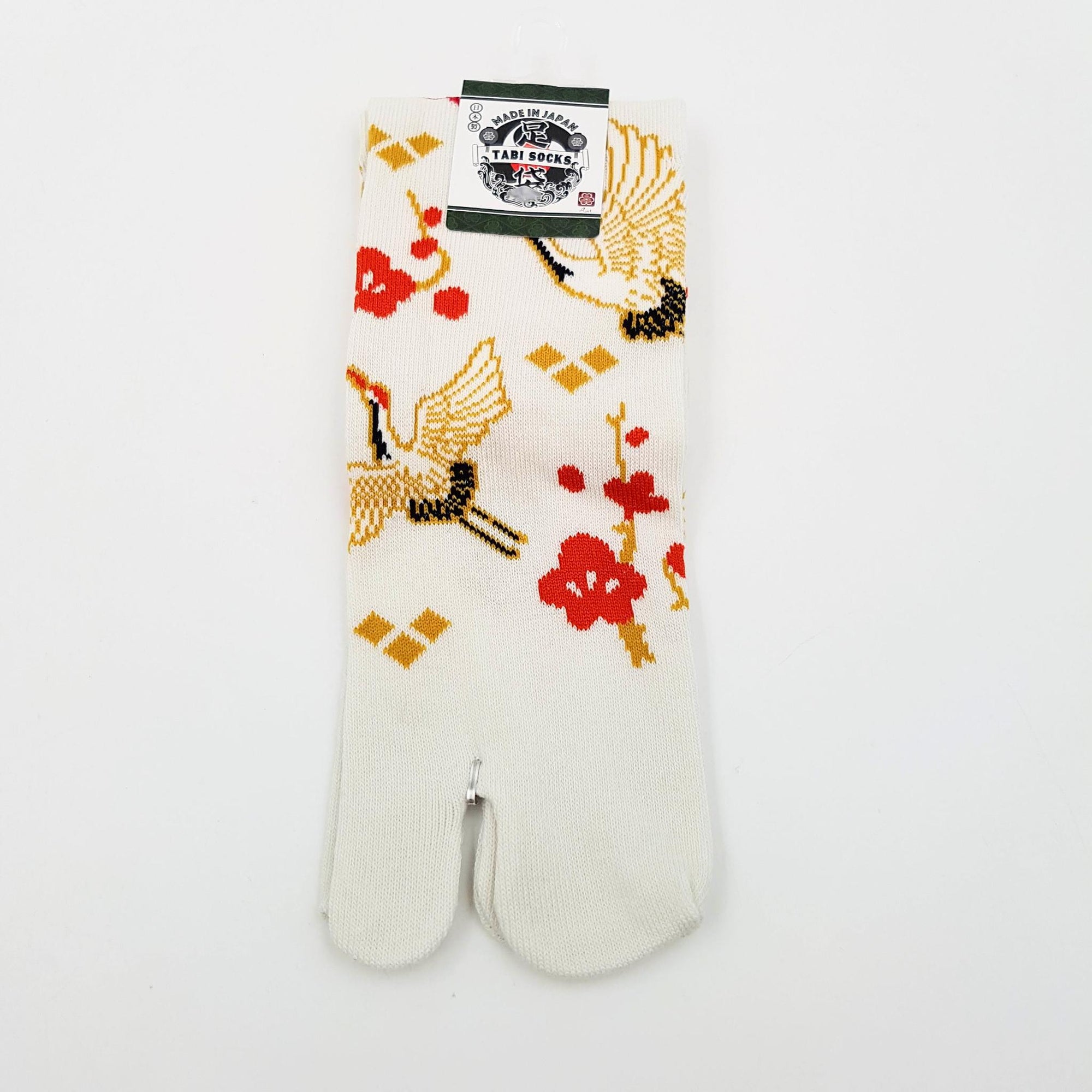 Chaussettes Japonaises Tabi en Coton - Grue Taille Large