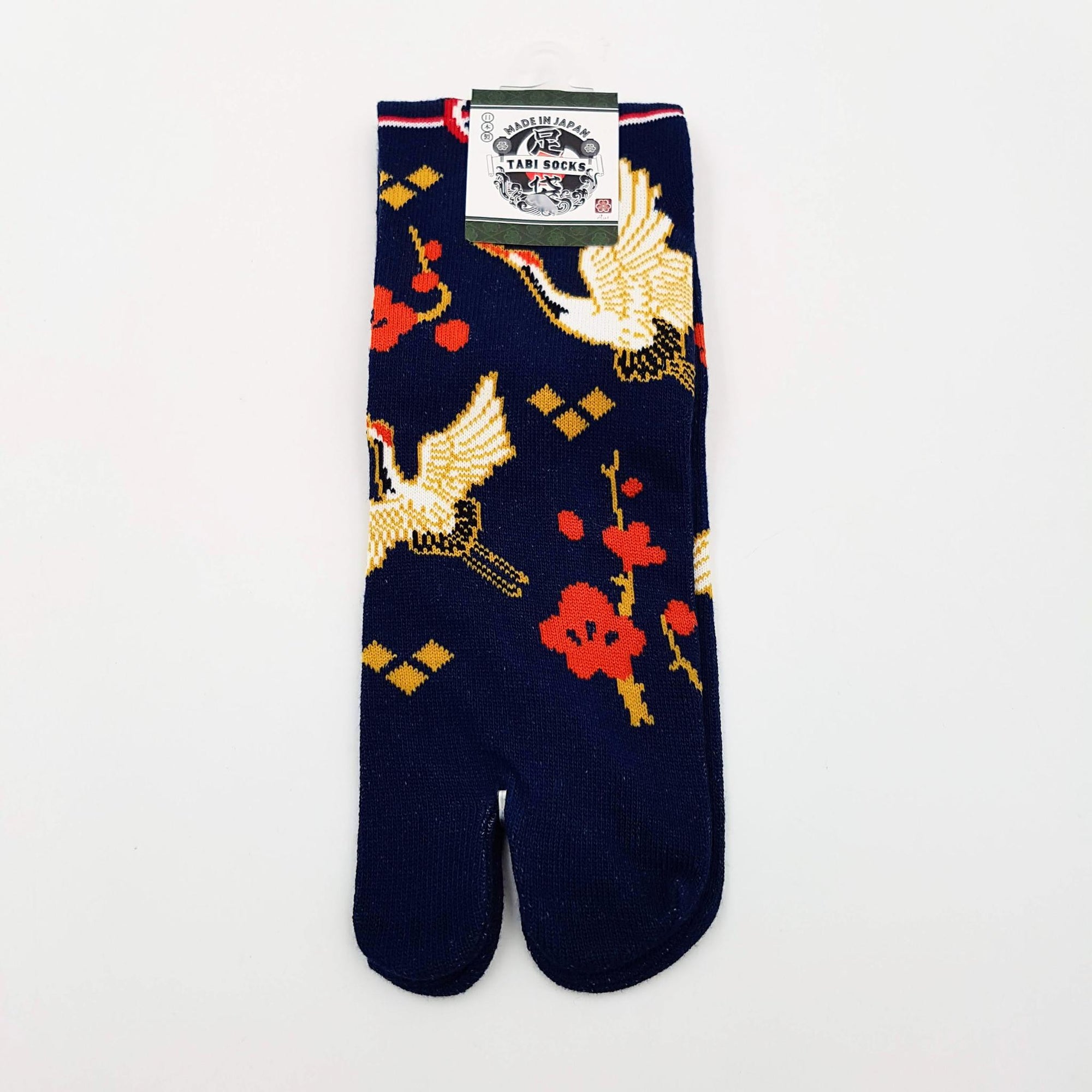Chaussettes Japonaises Tabi en Coton - Grue Taille Large