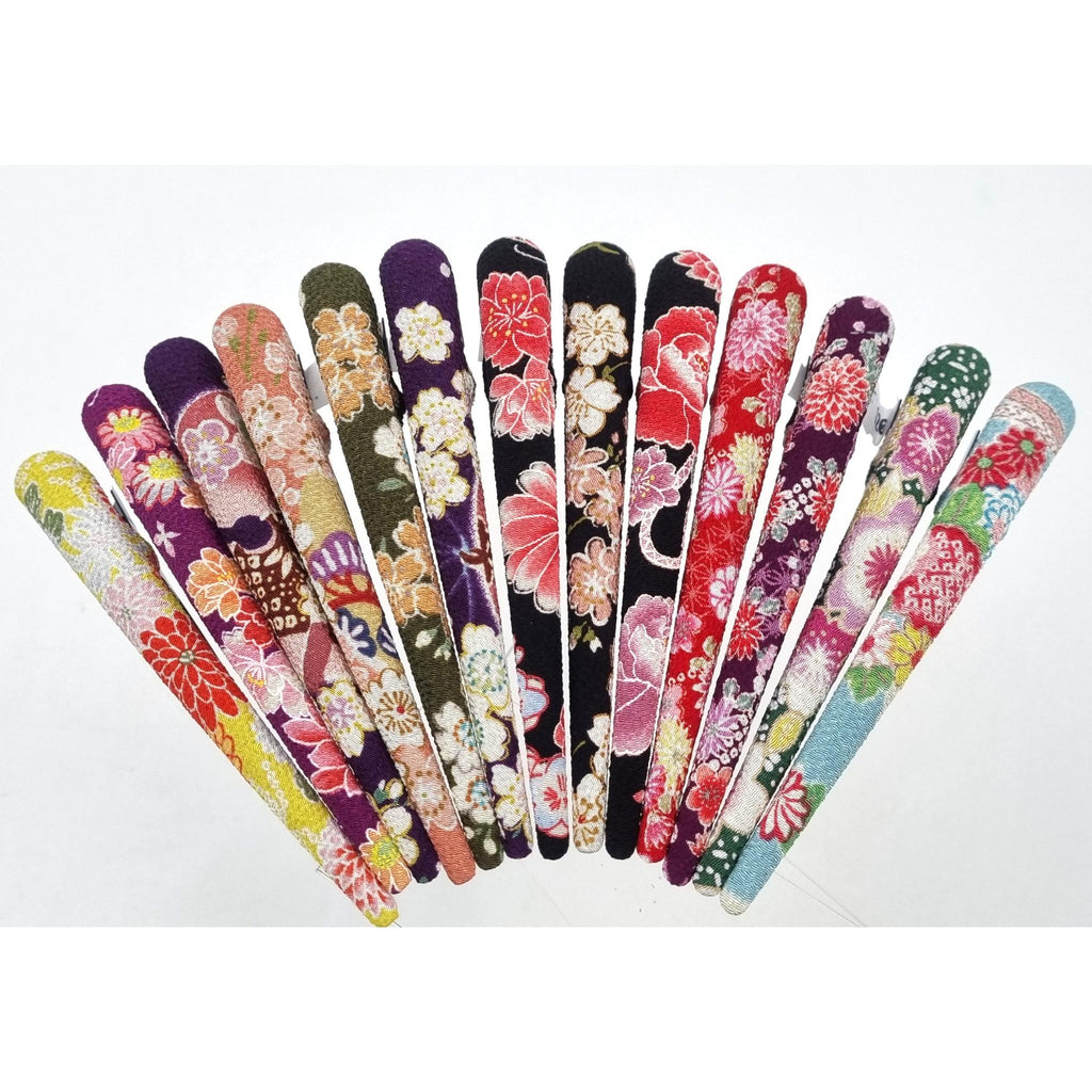 Kimono silk clips in Japanese shibori fabric
