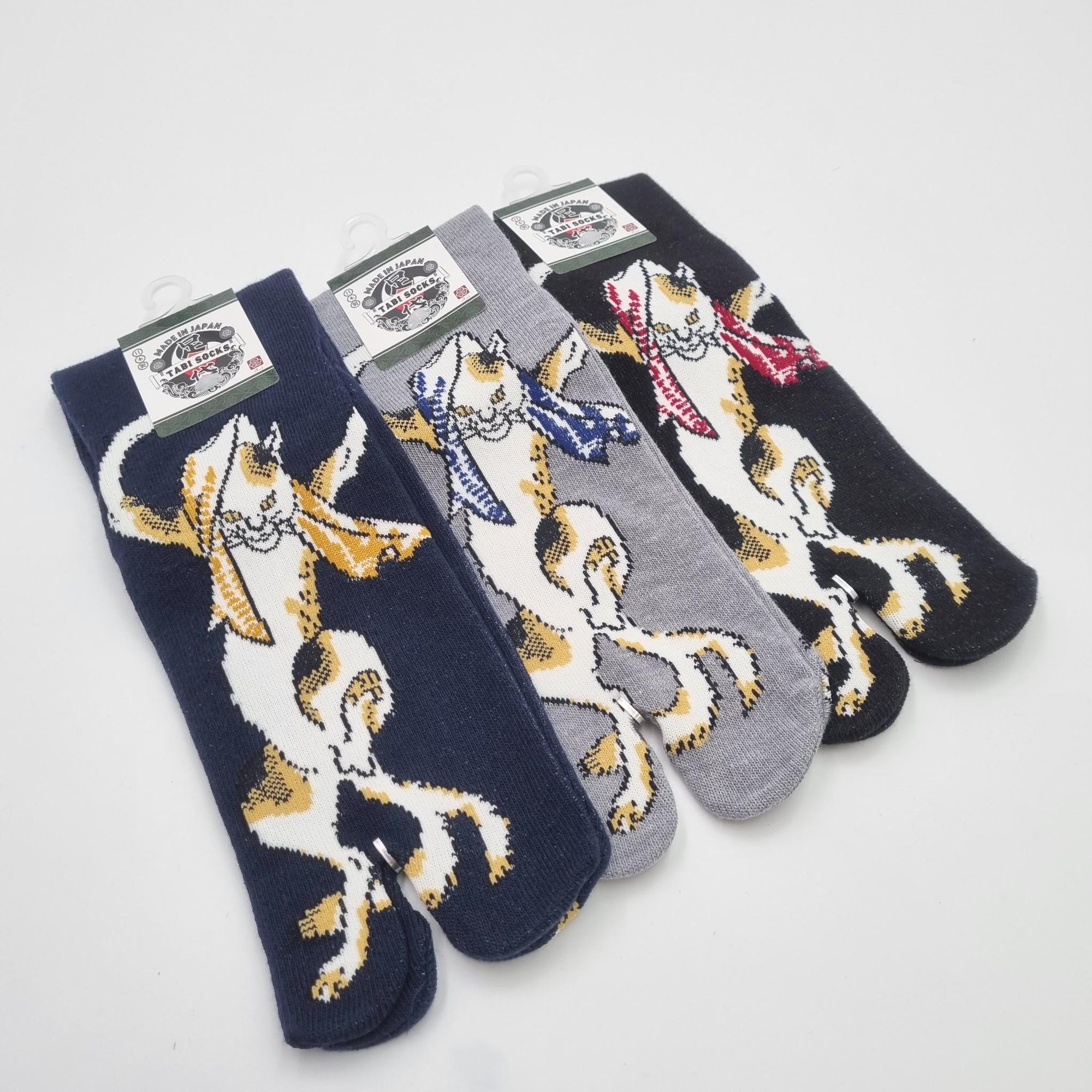Chaussettes Japonaises Tabi - Motif Chat - Taille 40-45 -par lot de 6 paires