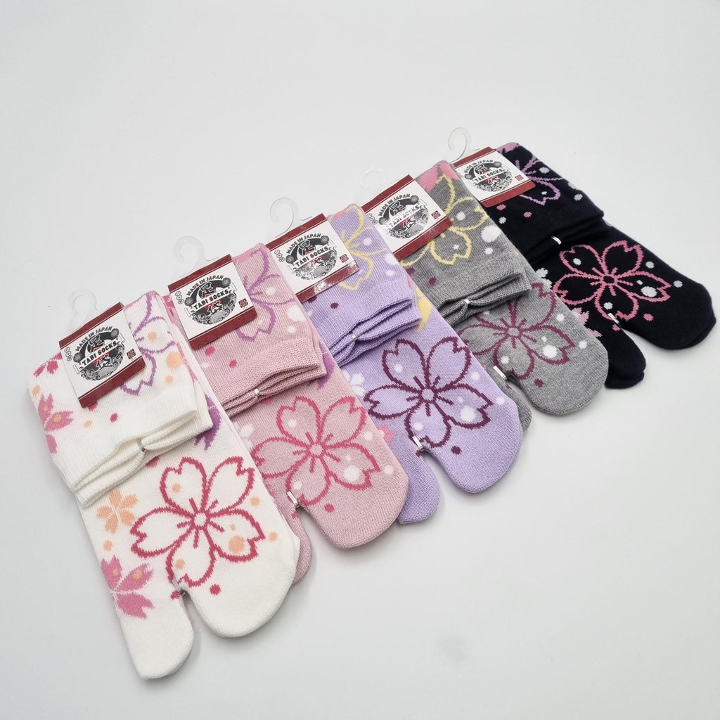 Chaussettes Japonaises Tabi - Motif Sakura Taille Eu34-40 - par lot de 6 paires