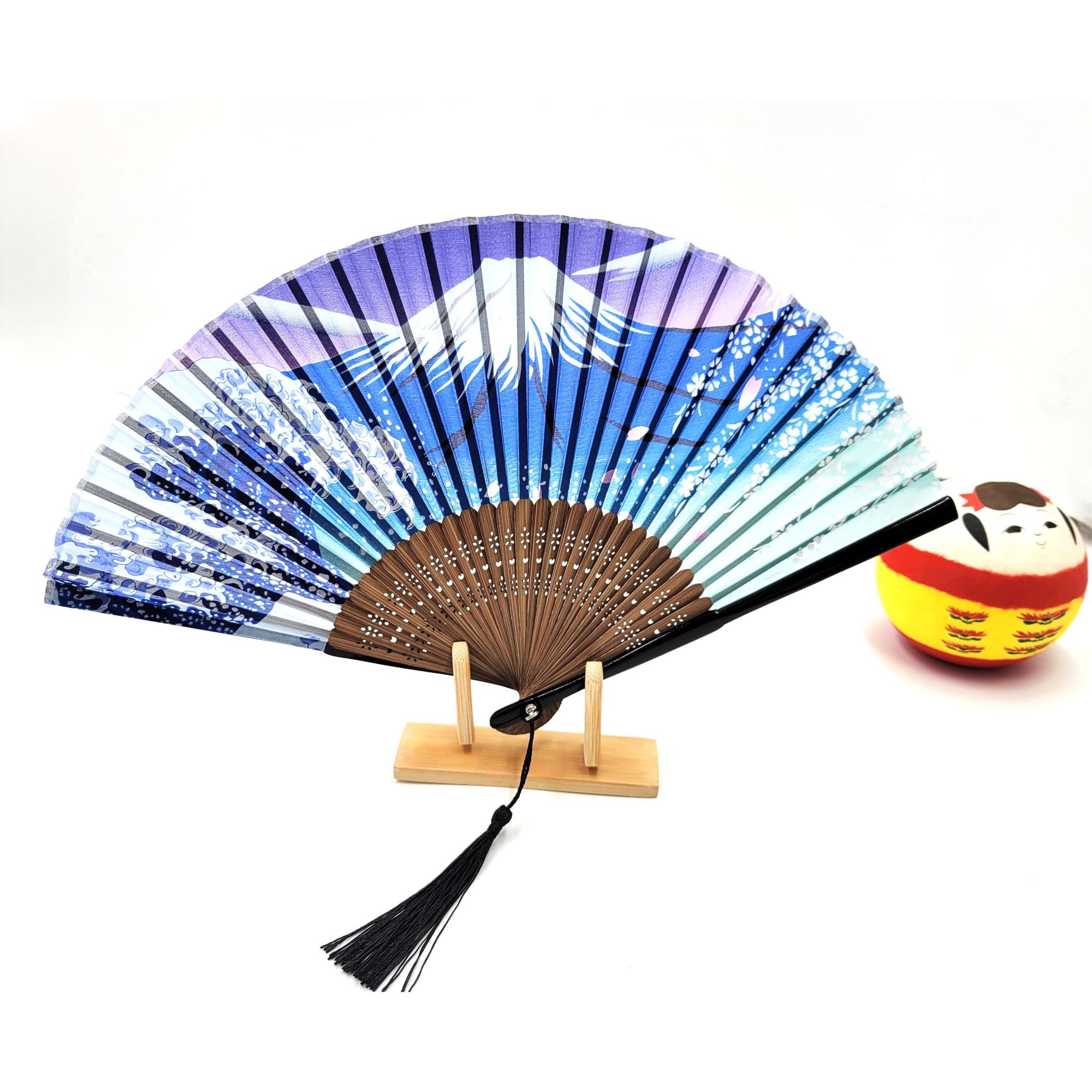 Eventails de luxe avec motifs MONT FUJI SAKURA Lot de 3