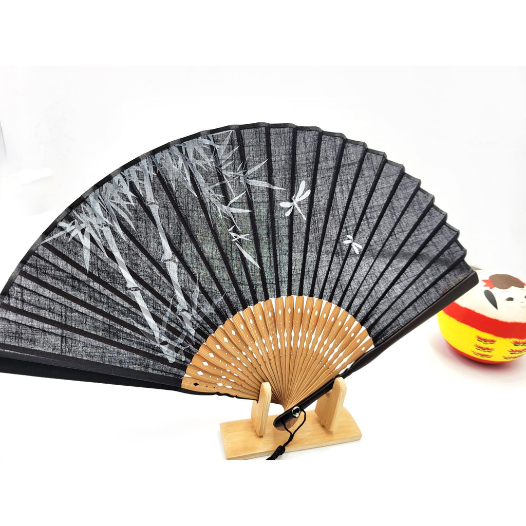 Eventails de luxe avec motifs TONBO(BAMBOU LIBELLULE) Lot  de 3