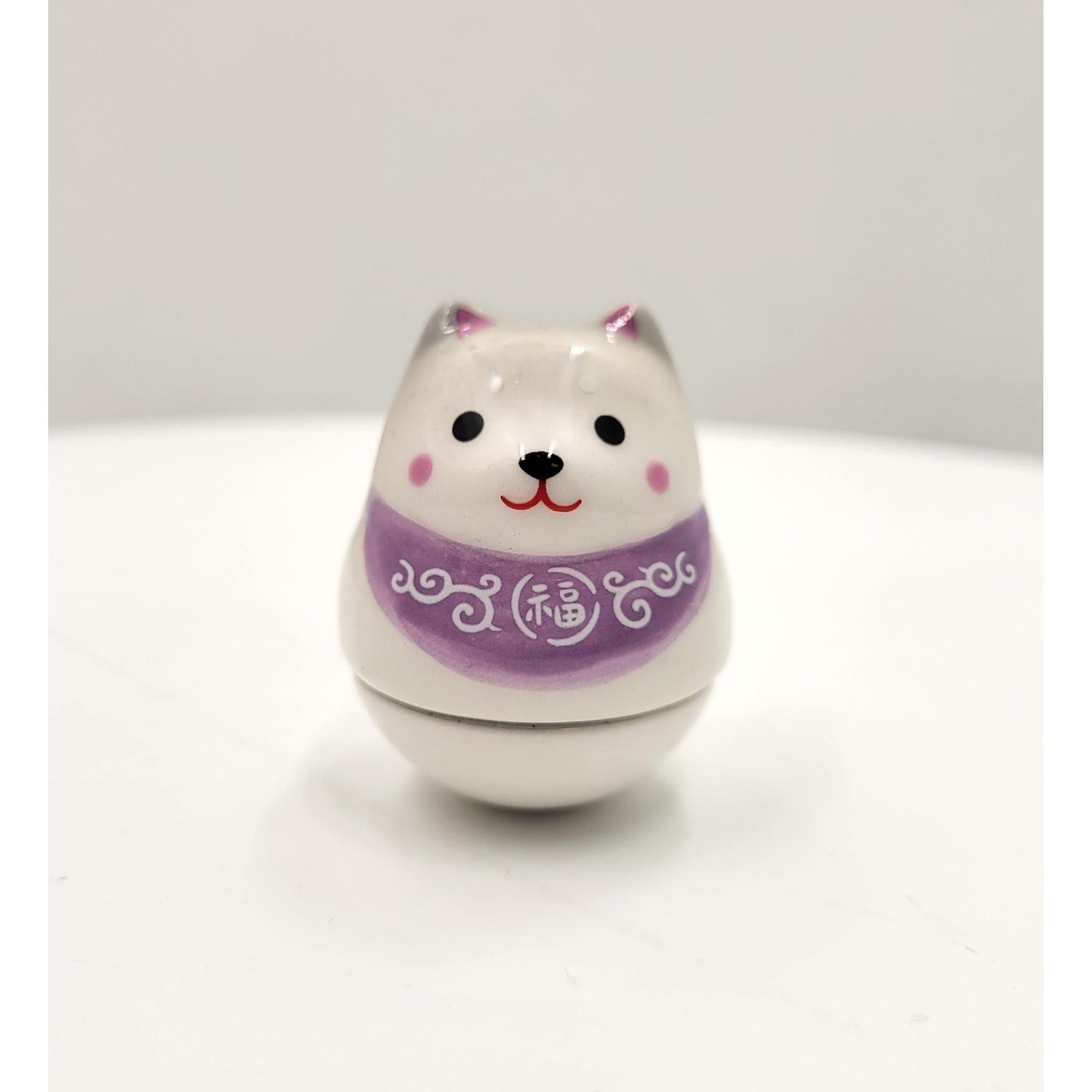 Figurine porte-bonheur culbuto CHIEN SHIBA en céramique　
