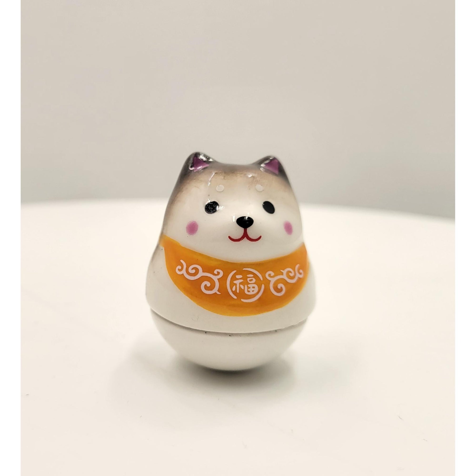 Figurine porte-bonheur culbuto CHIEN SHIBA en céramique　
