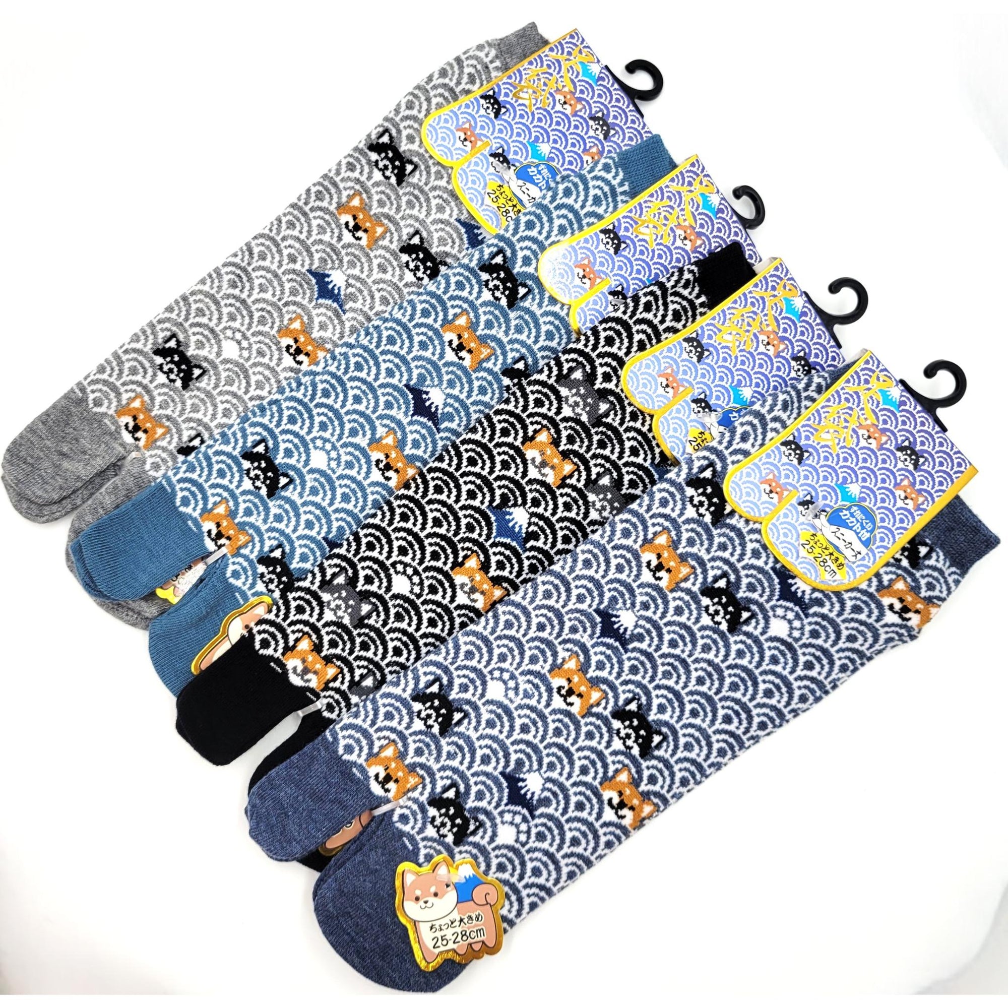 Chaussettes Japonaises Tabi en coton - Shiba et Seigaiha Taille Large