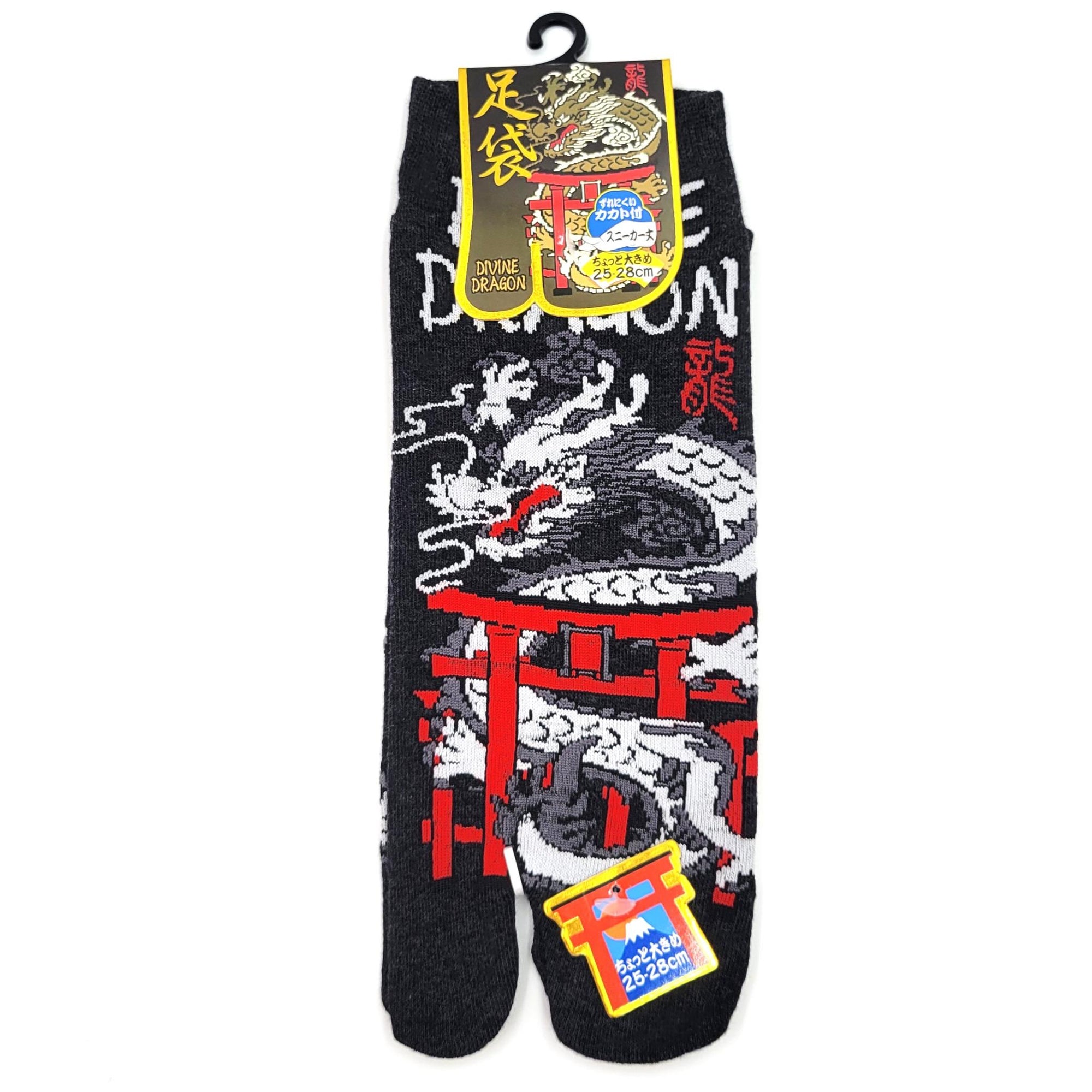 Chaussettes Japonaises Tabi en coton - Dragon et Tori Taille Large