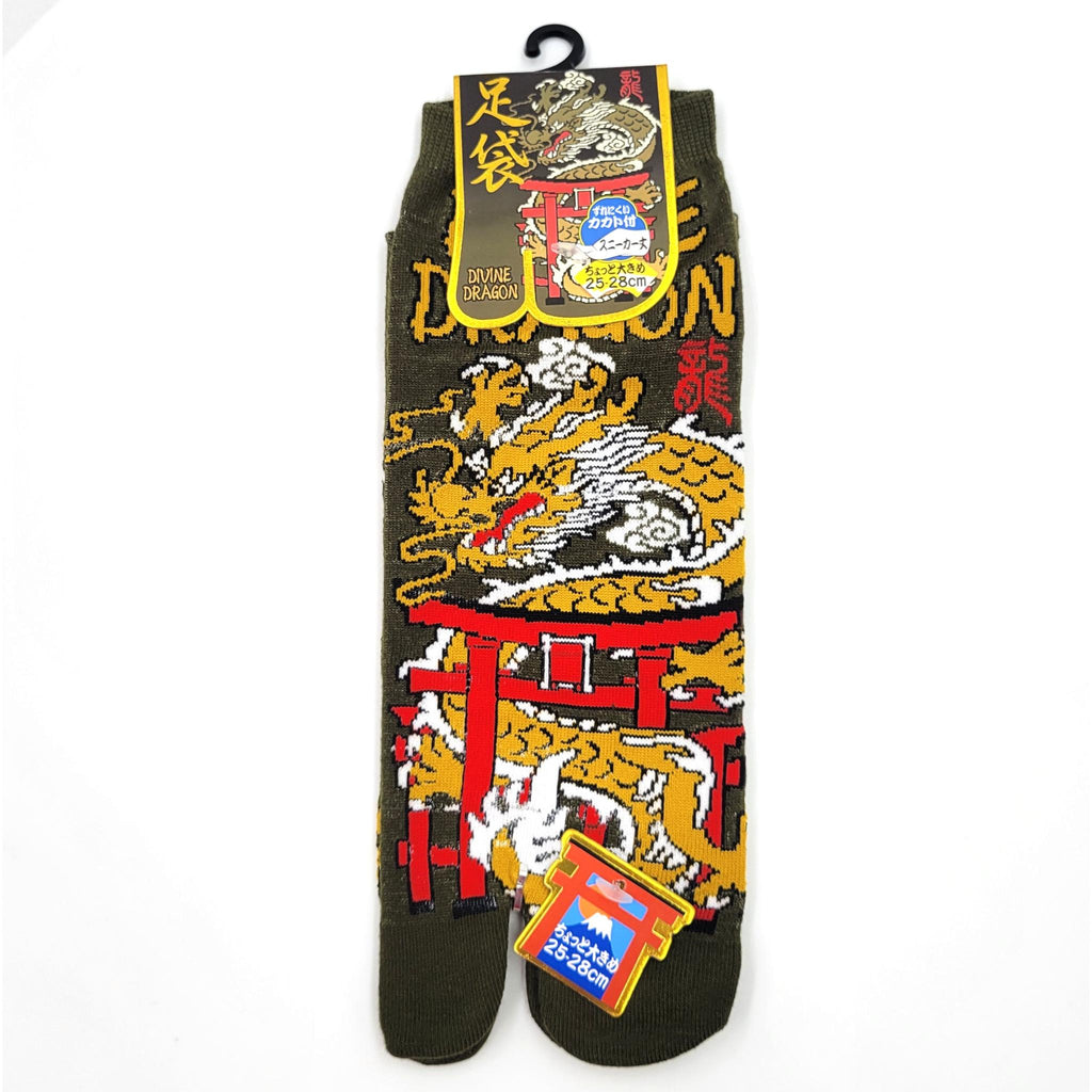 Chaussettes Japonaises Tabi en coton - Dragon et Tori Taille Large