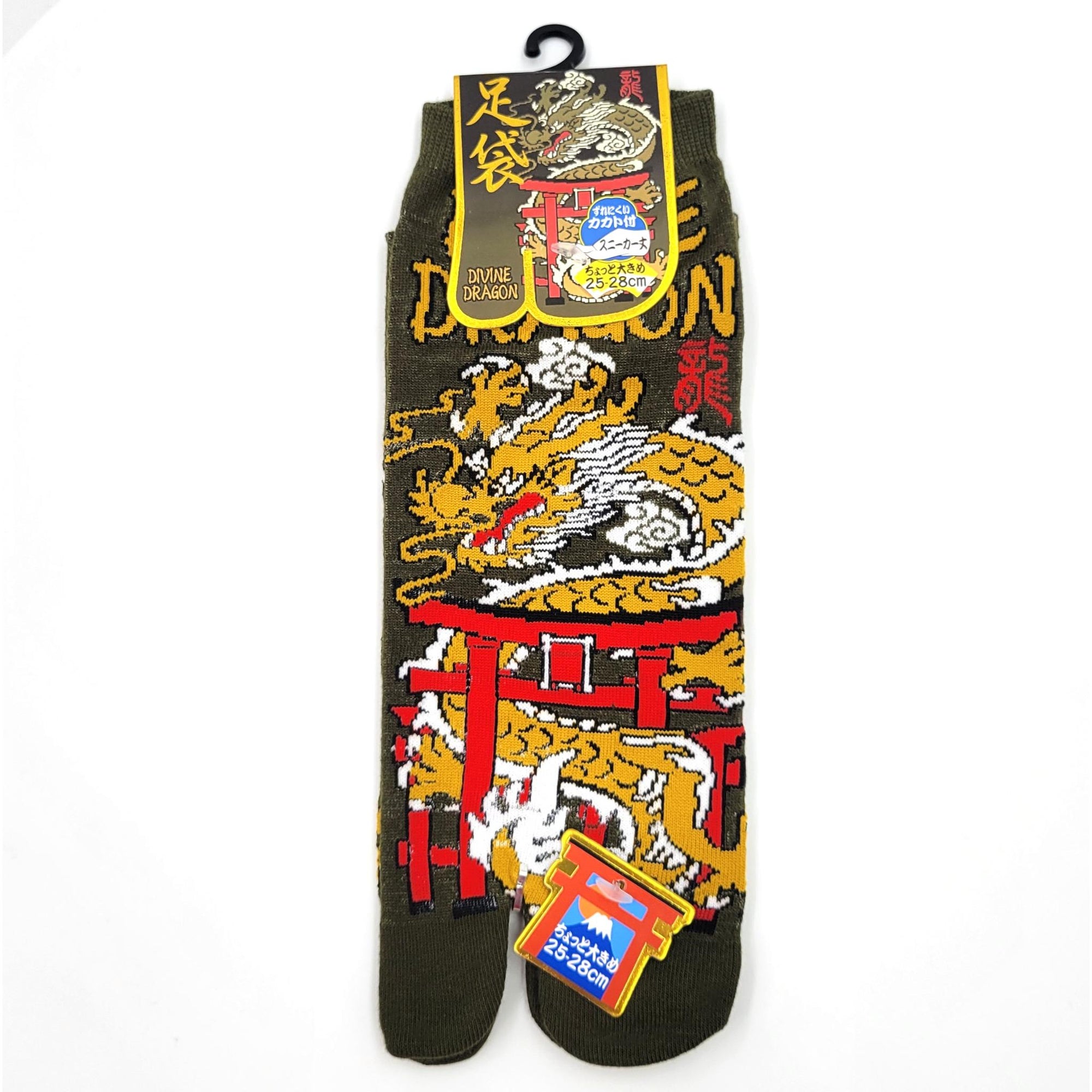 Chaussettes Japonaises Tabi en coton - Dragon et Tori Taille Large