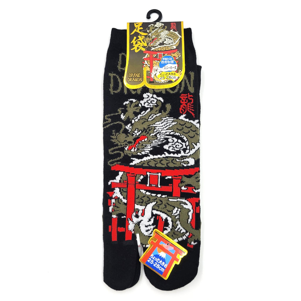 Chaussettes Japonaises Tabi en coton - Dragon et Tori Taille Large