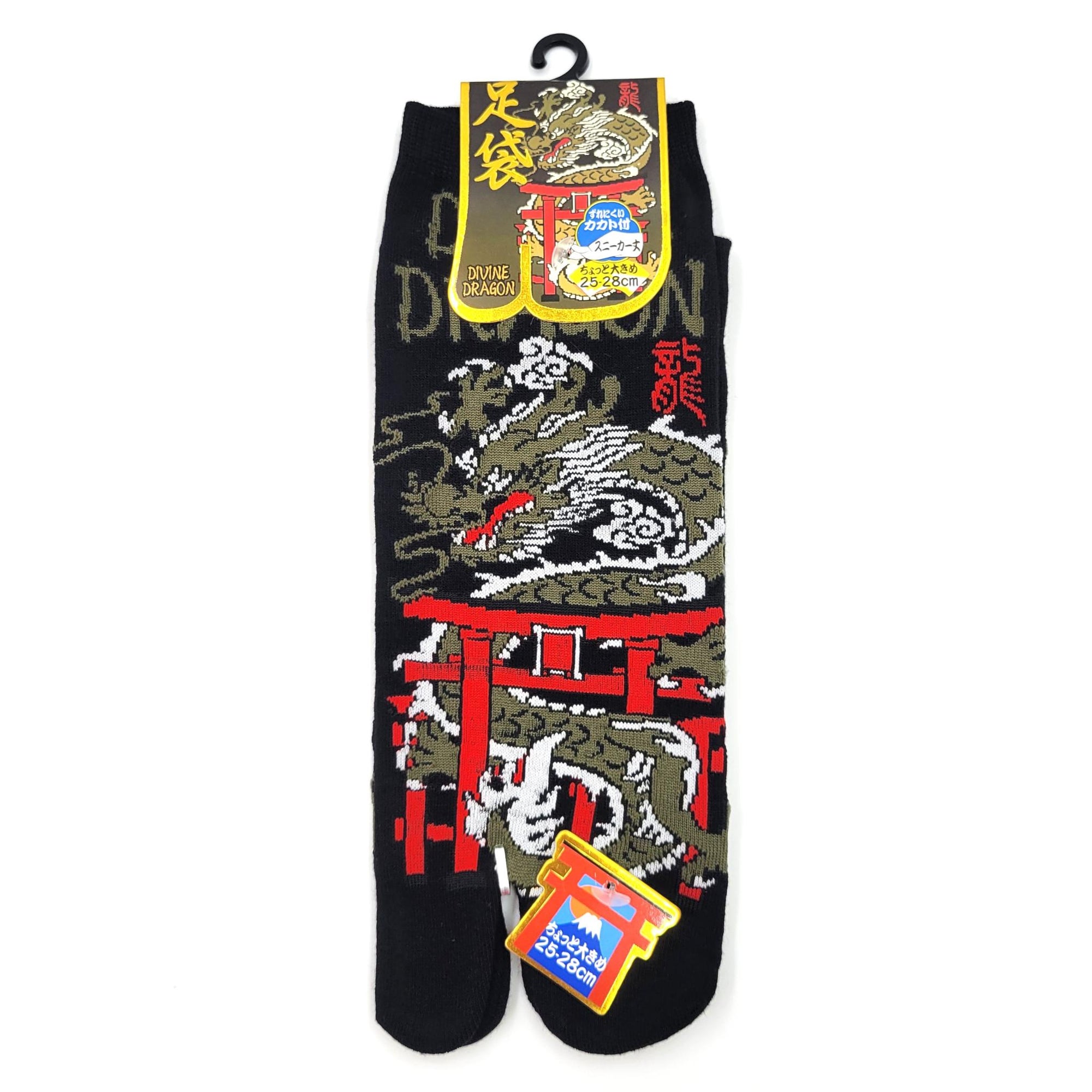 Chaussettes Japonaises Tabi en coton - Dragon et Tori Taille Large