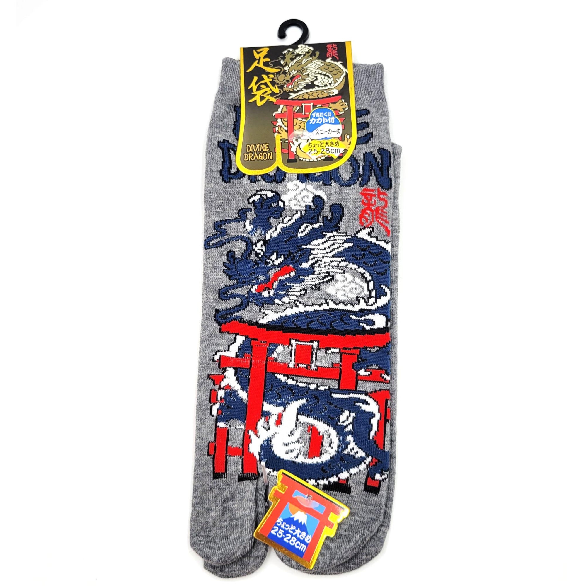 Chaussettes Japonaises Tabi en coton - Dragon et Tori Taille Large