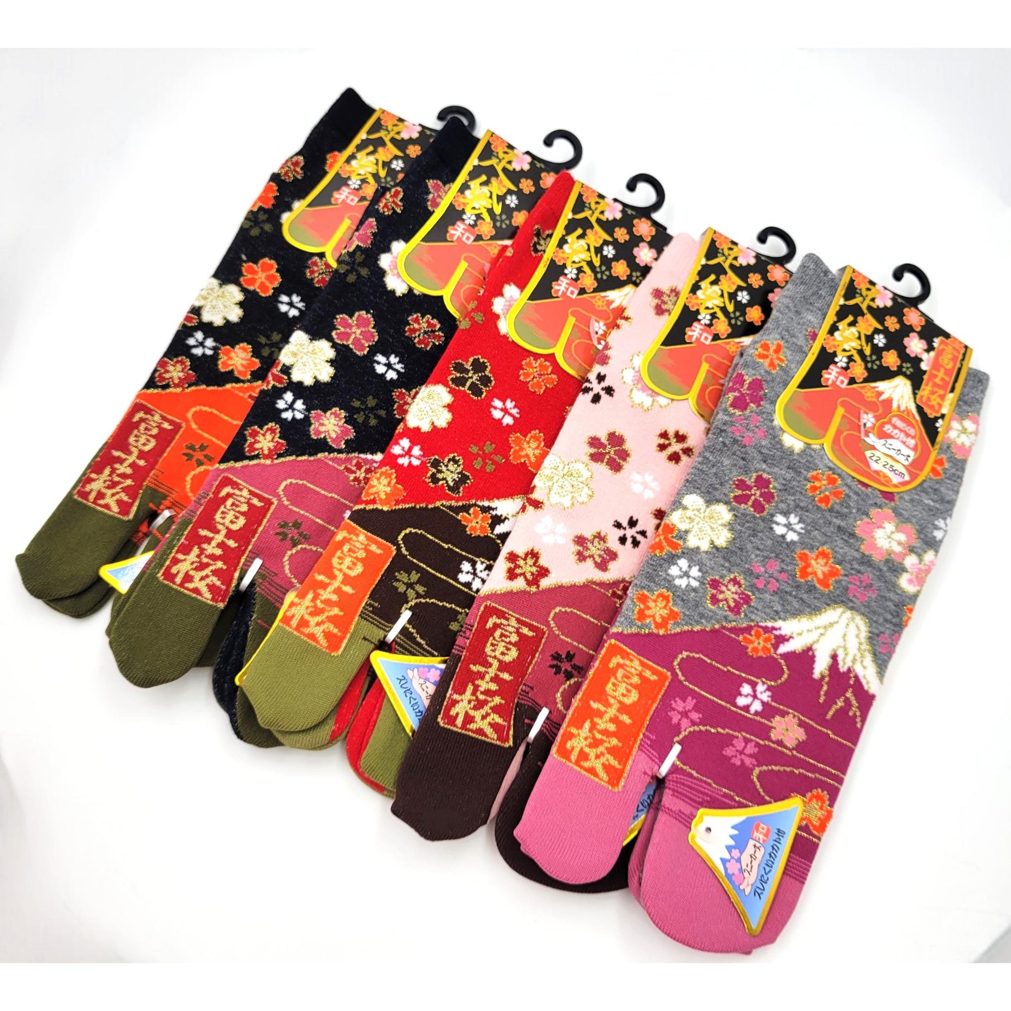 Chaussettes Japonaises Tabi en coton - Mont Fuji et Pluie de Sakura