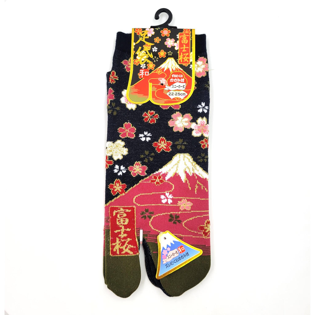 Chaussettes Japonaises Tabi en coton - Mont Fuji et Pluie de Sakura