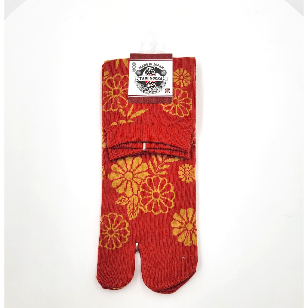 Chaussettes Japonaises Tabi - Motif Chrysanthème - Taille Eu34-40 -par lot de 6 paires