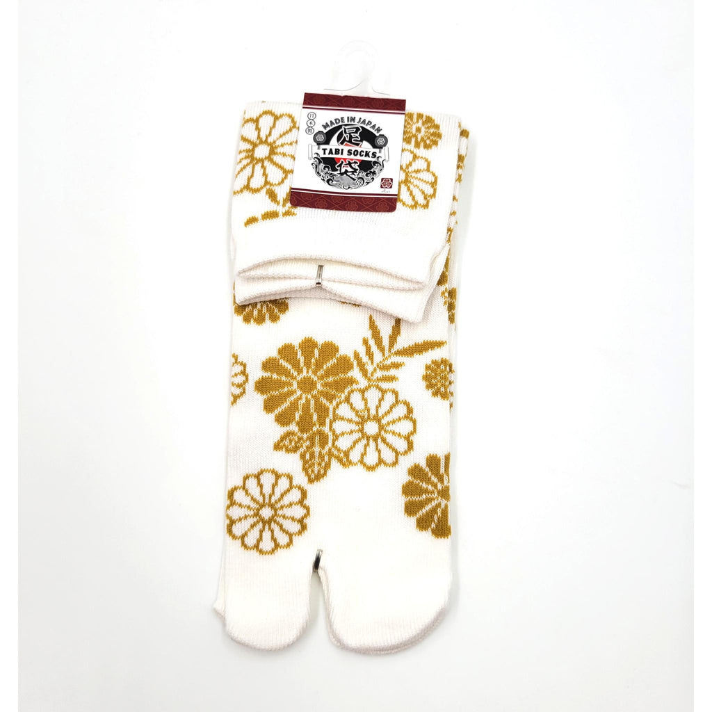Chaussettes Japonaises Tabi - Motif Chrysanthème - Taille Eu34-40 -par lot de 6 paires