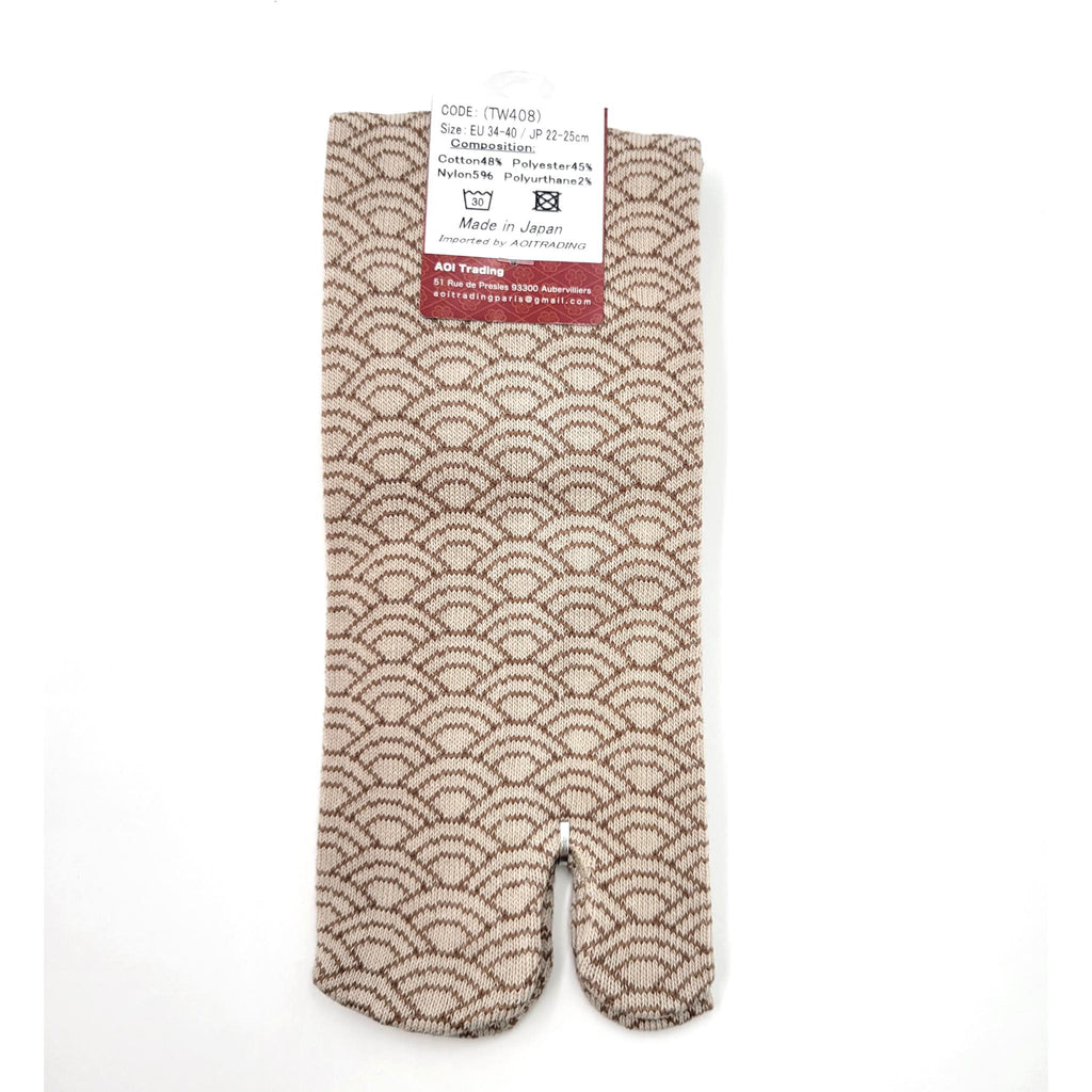 Chaussettes Japonaises Tabi - Motif Vague - Taille Eu34-40 -  par lot de 6 paires
