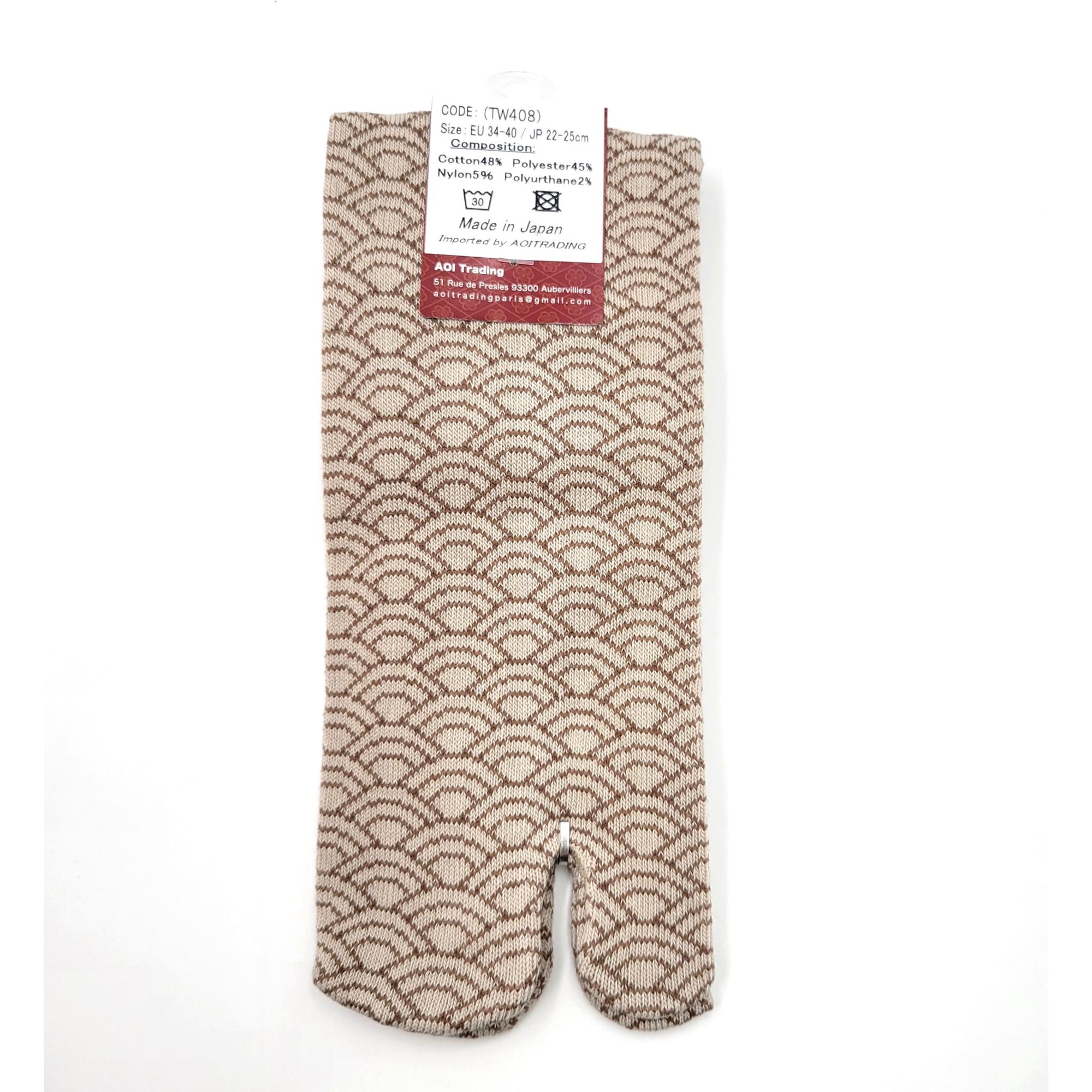 Chaussettes Japonaises Tabi - Motif Vague - Taille Eu34-40 -  par lot de 6 paires