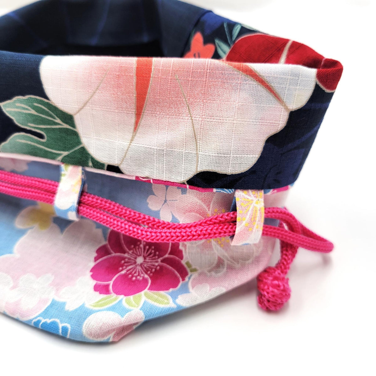 Sac Kinchaku réversible en tissu japonais