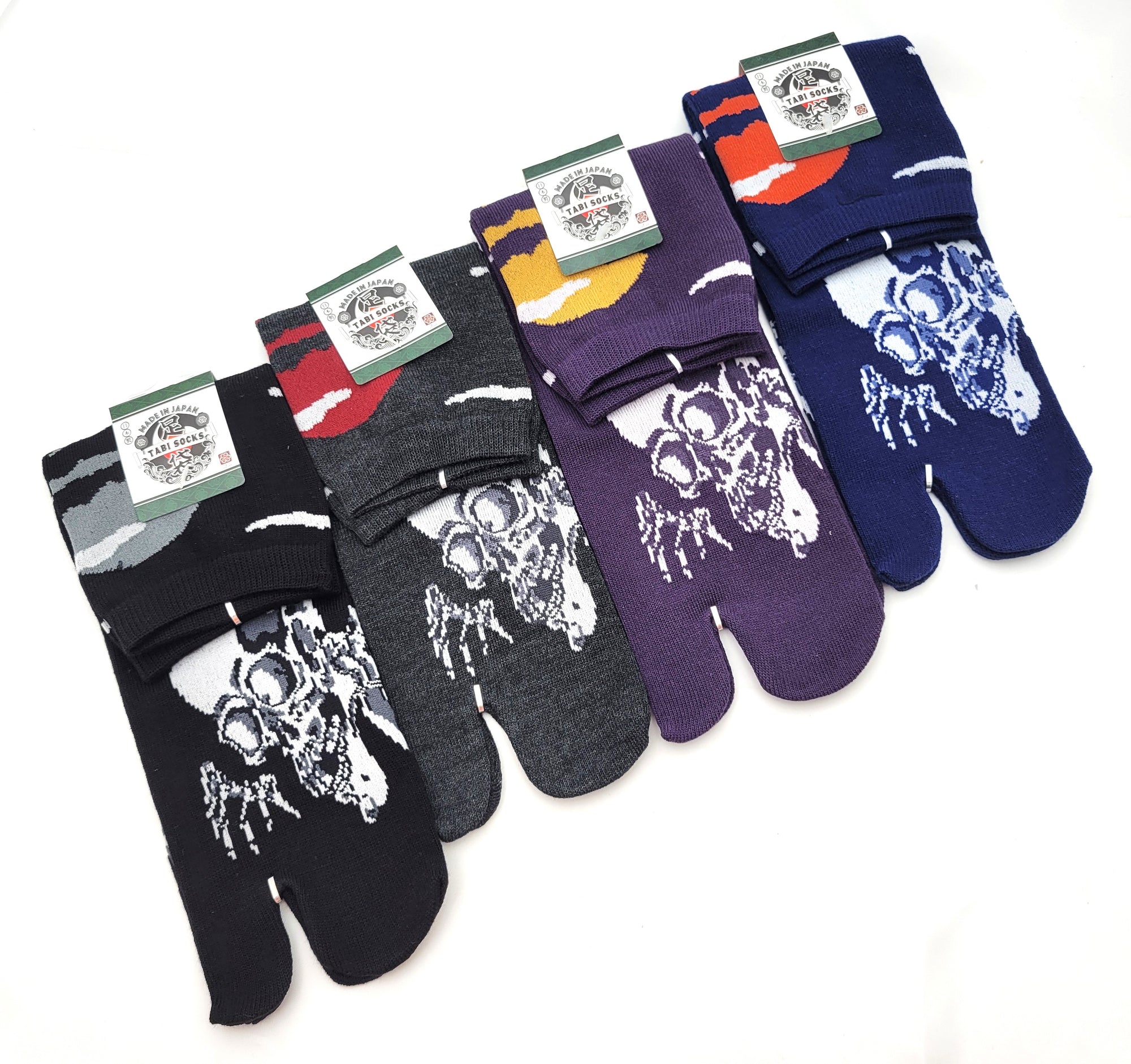 Chaussettes Japonaises Tabi - Motif Squelette- Taille Eu40-45 - par lot de 6 paires