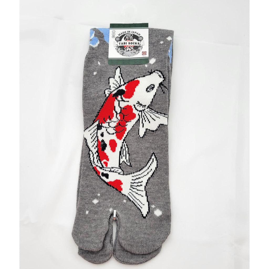 Chaussettes Japonaises Tabi en Coton - Motif Koi Blanche - Taille 40-45 - par lot de 6 paires