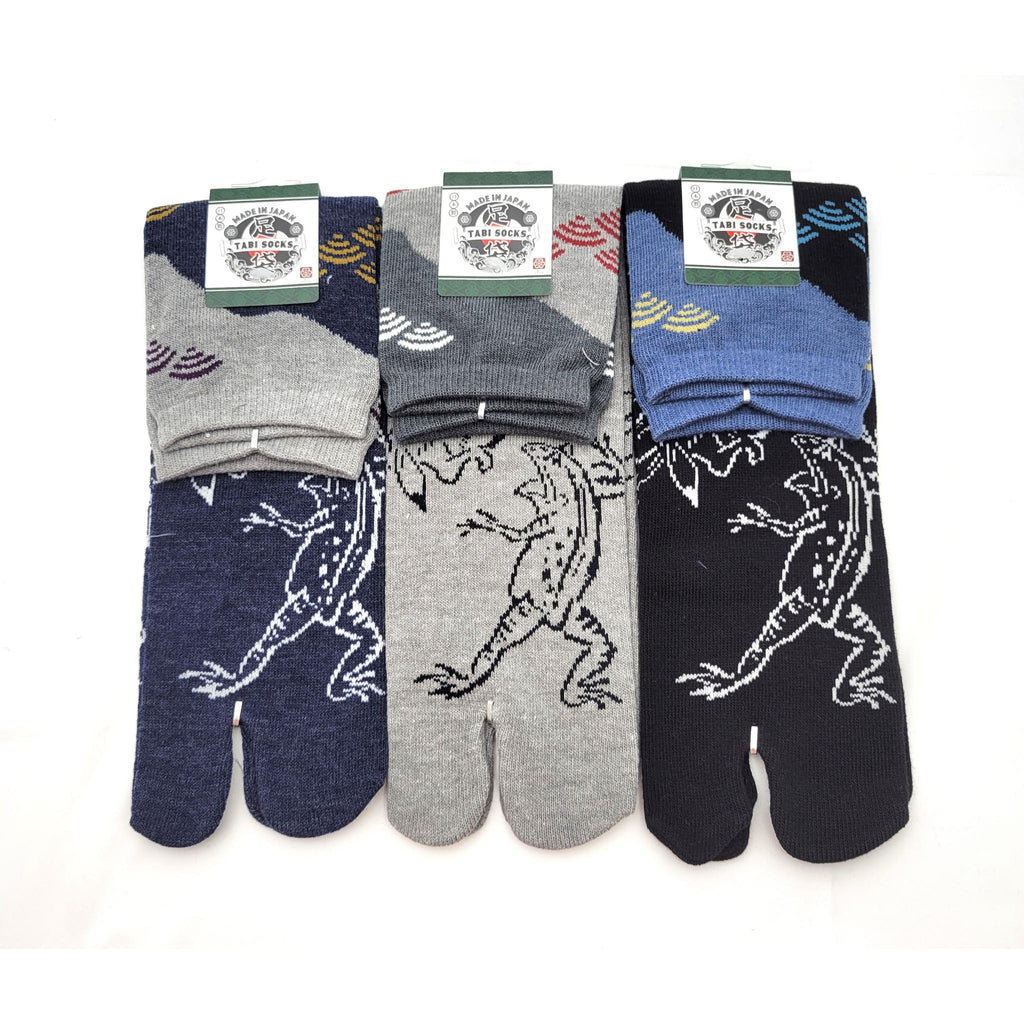 Chaussettes Japonaises Tabi en Coton - Motif Grenouille style estampe -Taille 40-45 -par lot de 6 paires