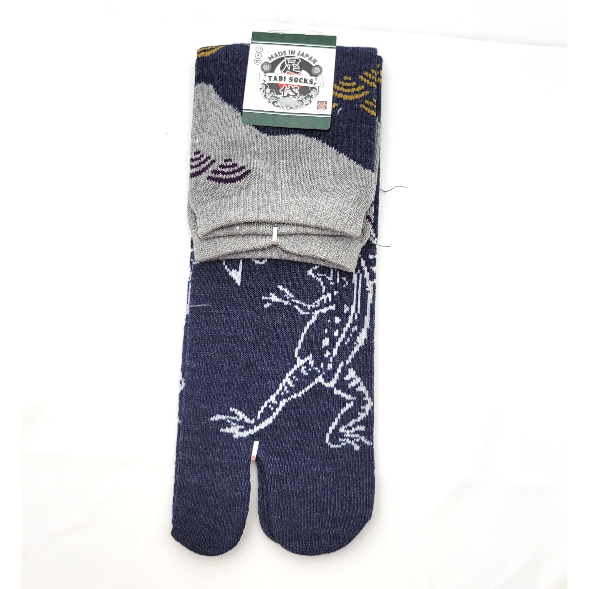 Chaussettes Japonaises Tabi en Coton - Motif Grenouille style estampe -Taille 40-45 -par lot de 6 paires
