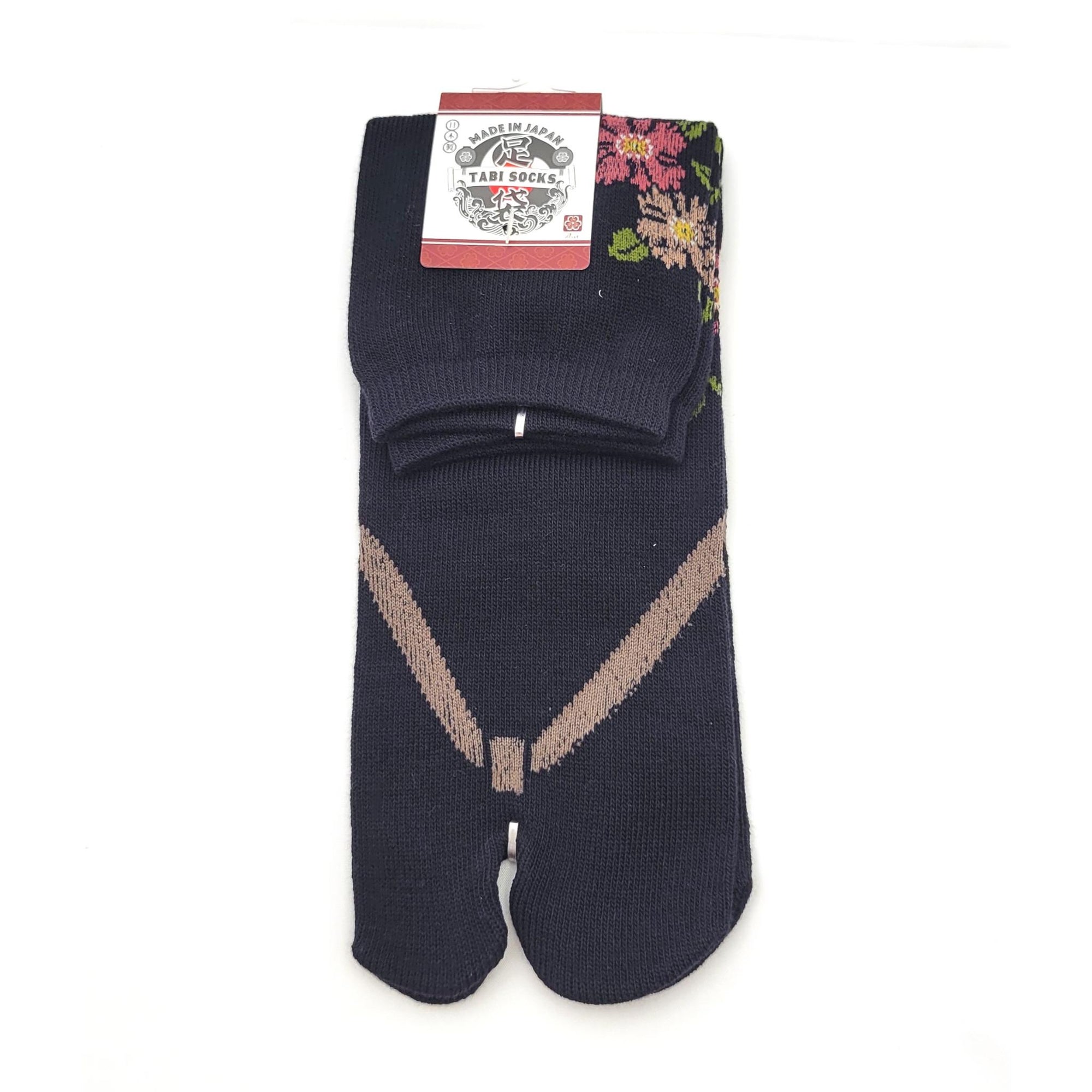 Chaussettes Japonaises Tabi en Coton - Motif Geta Fleuri -Taille 34-40 - par lot de 6 paires