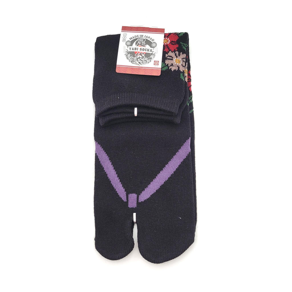 Chaussettes Japonaises Tabi en Coton - Motif Geta Fleuri -Taille 34-40 - par lot de 6 paires