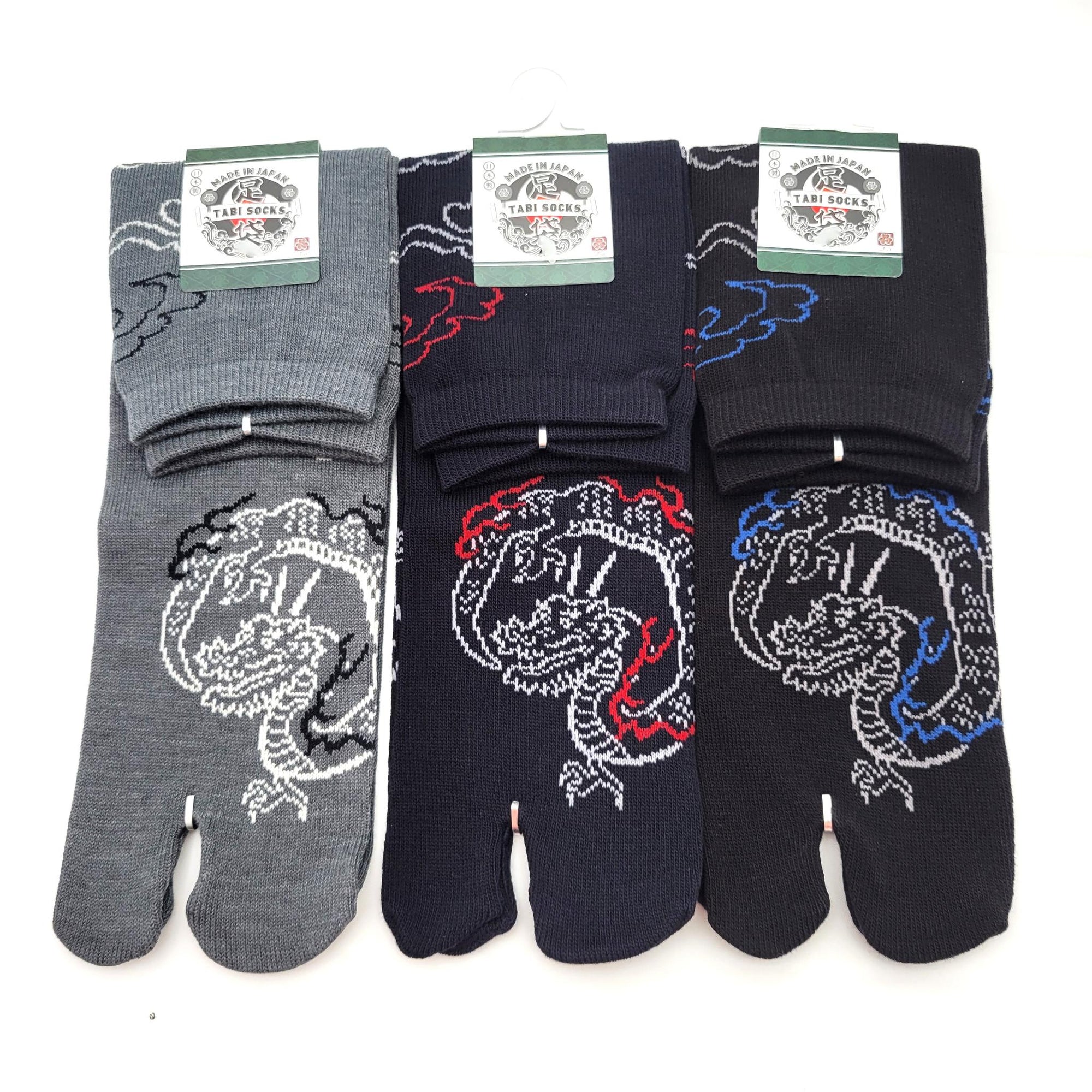 Chaussettes Japonaises Tabi - Motif Dragon coloré -Taille 40-45 -par lot de 6 paires