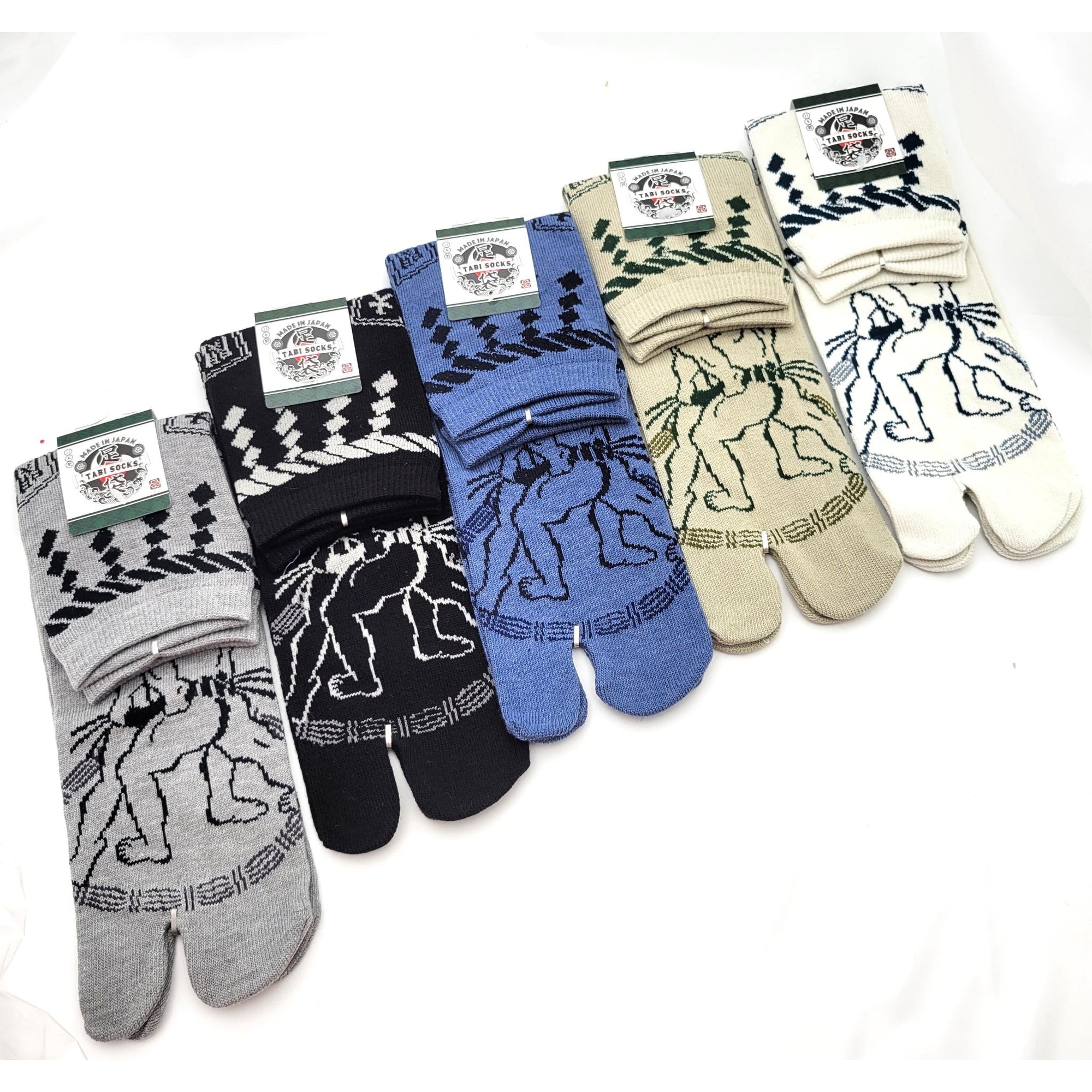 Chaussettes Japonaises Tabi - Motif Sumo- Taille Eu 40-45 - par lot de 6 paires