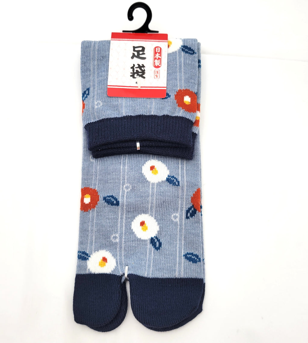 Chaussettes Japonaises Tabi - Motif Tsubaki Camélia Taille Eu34-40 -par lot de 6 paires
