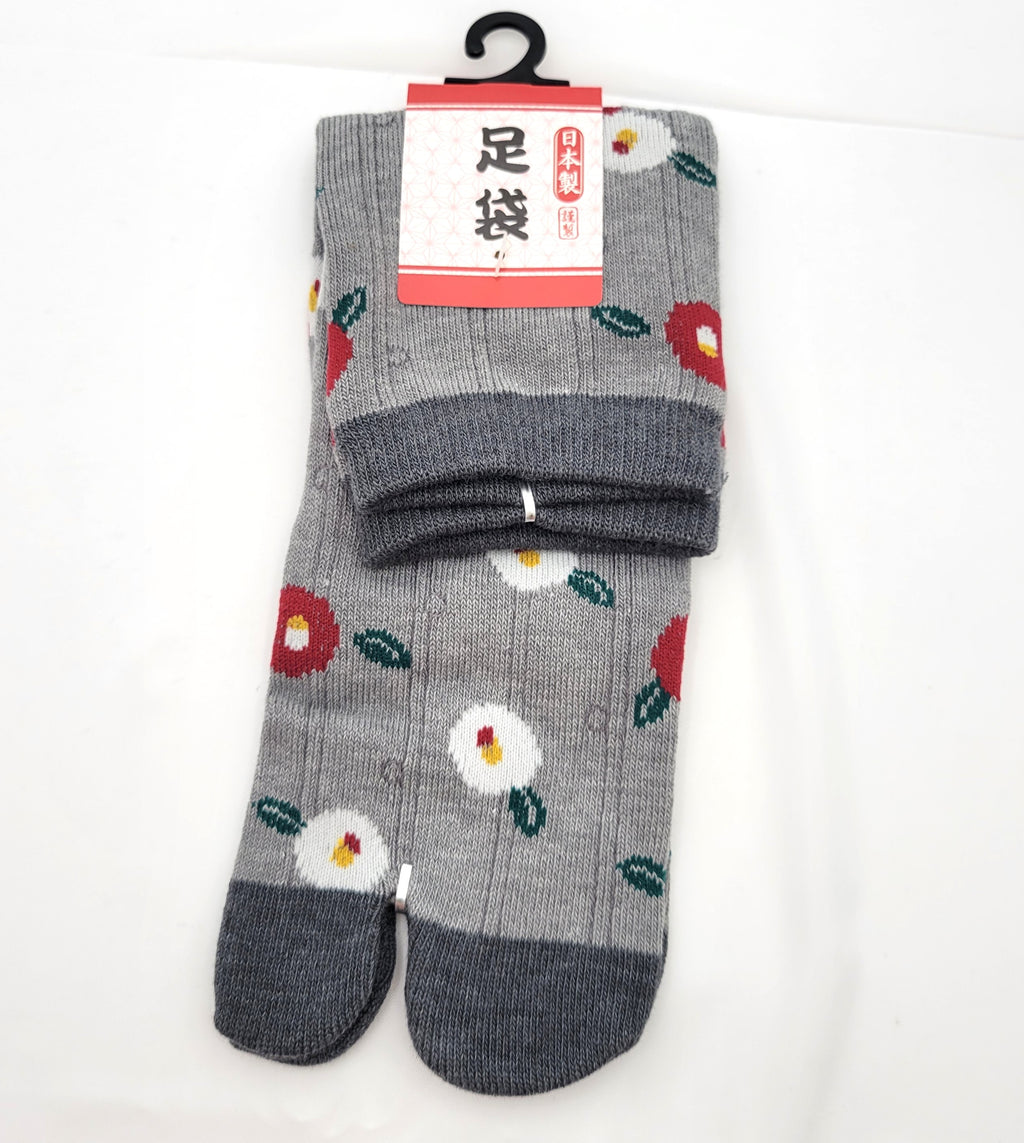 Chaussettes Japonaises Tabi - Motif Tsubaki Camélia Taille Eu34-40 -par lot de 6 paires