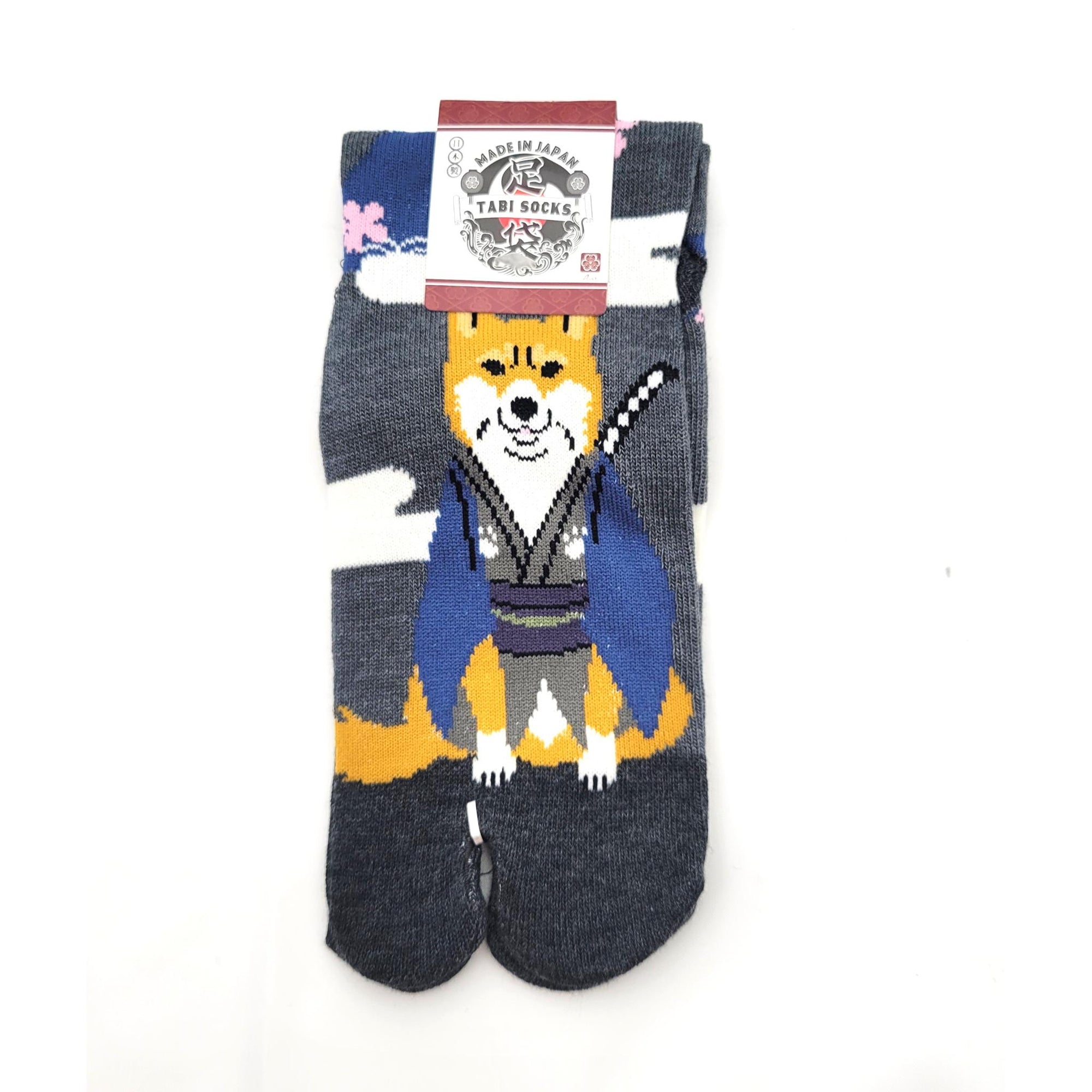 Chaussettes Japonaises Tabi - Motif Chien Shiba Samourai  T- Taille Eu34-40 - par lot de 6 paires