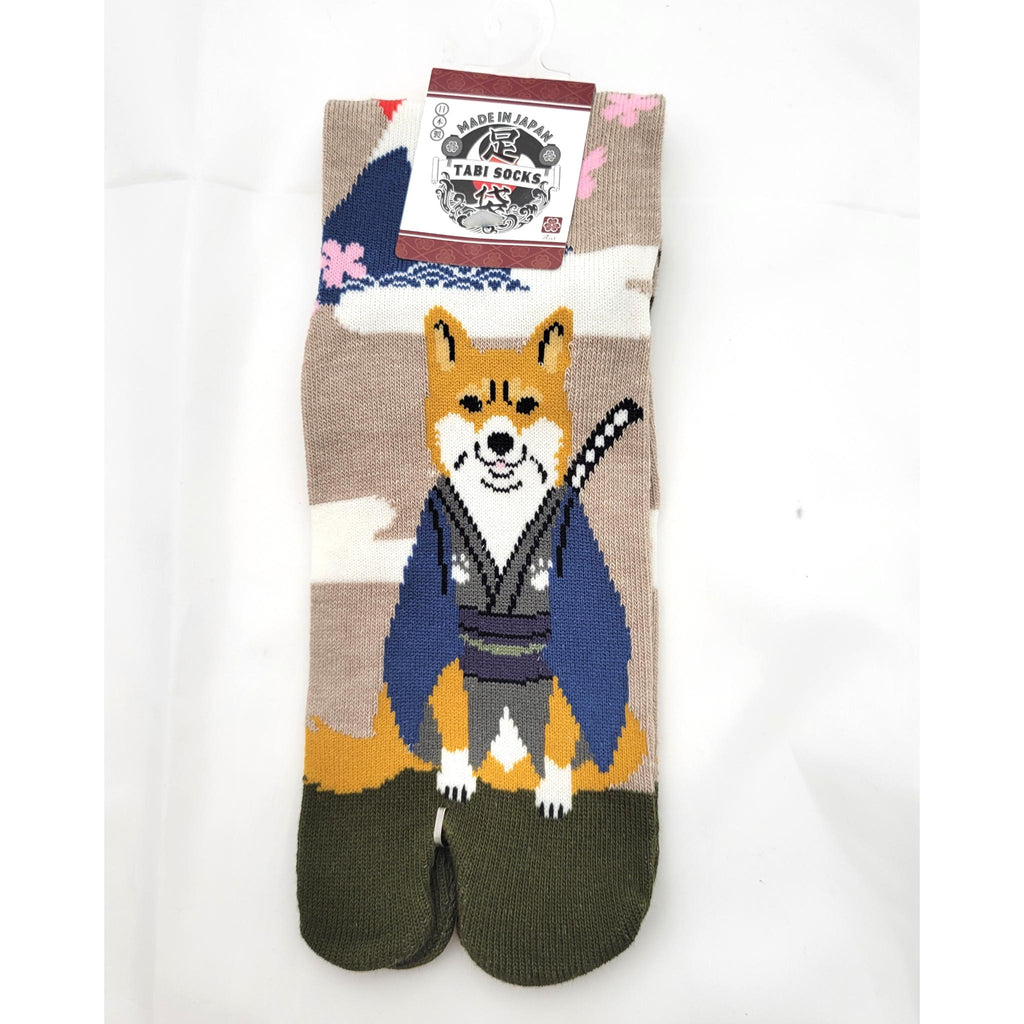 Chaussettes Japonaises Tabi - Motif Chien Shiba Samourai  T- Taille Eu34-40 - par lot de 6 paires